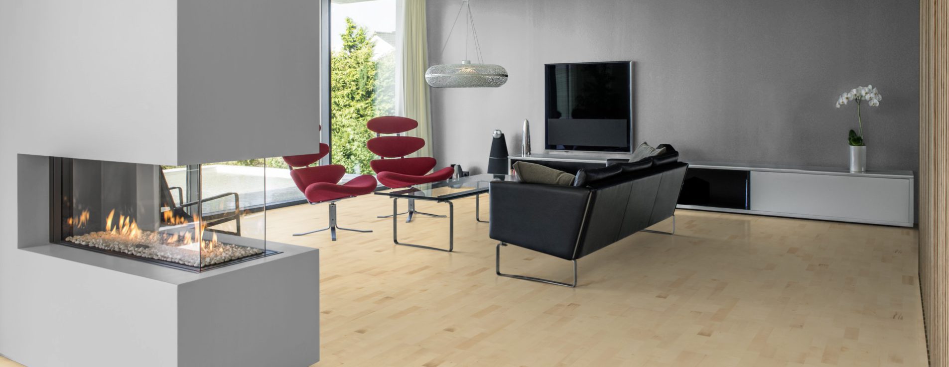 Паркетная доска Kahrs Трес European Maple Gotha 133N18EL50KW240 Variation 2423×200×13 фото в интерьере