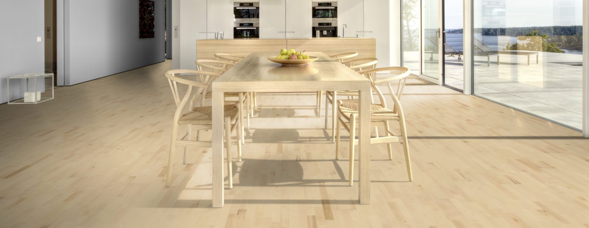 Паркетная доска Kahrs Трес European Maple Gotha 133N18EL50KW240 Variation 2423×200×13 фото в интерьере