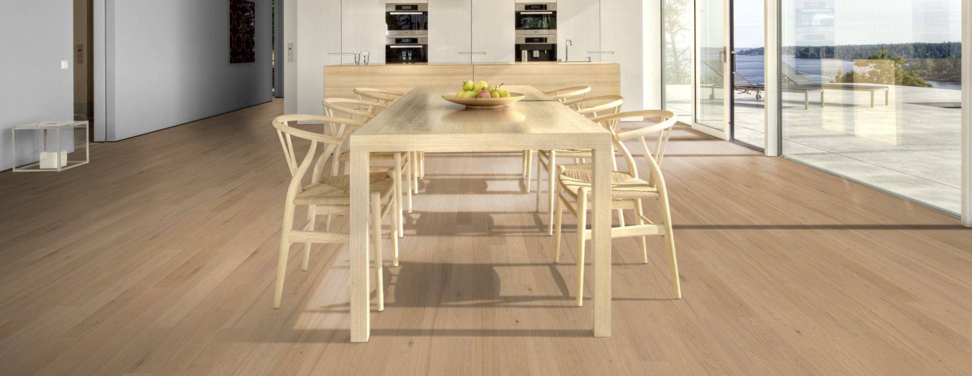 Паркетная доска Kahrs Канвас Дуб Палевый Fawn 13103AEK1KKW185 Variation 1860×127×13 фото в интерьере