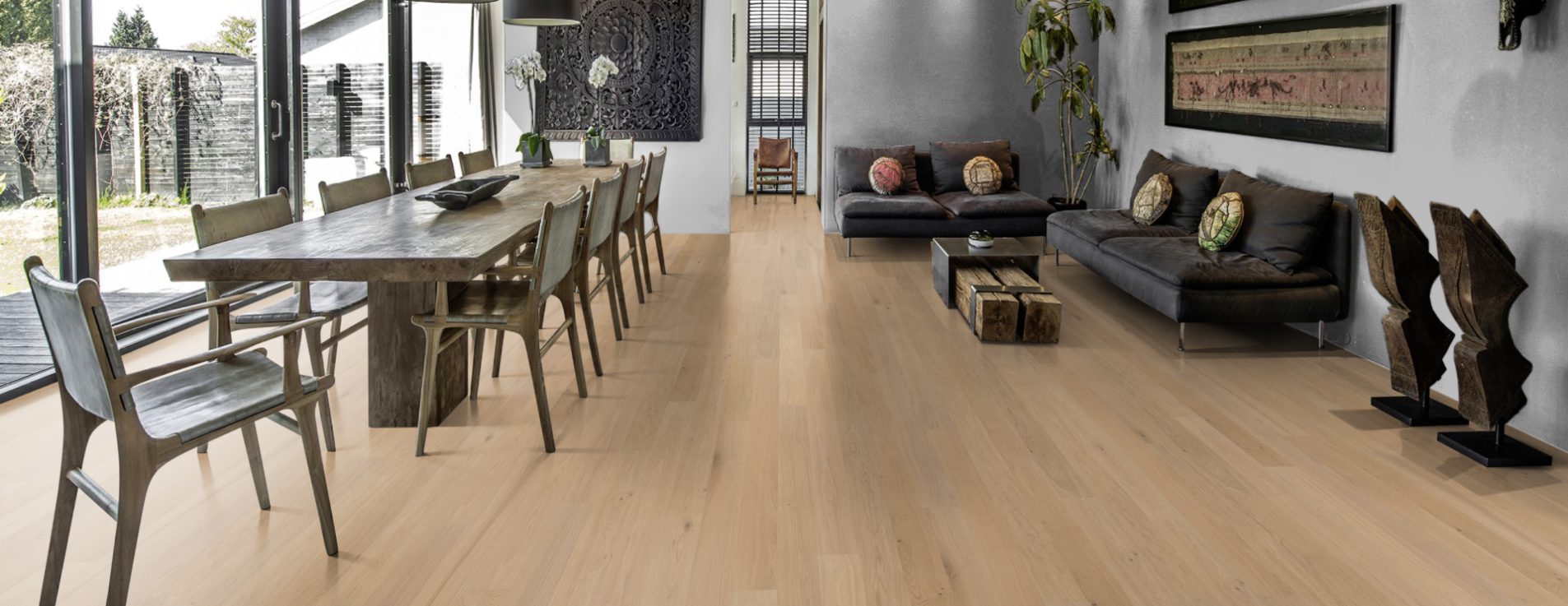 Паркетная доска Kahrs Канвас Дуб Палевый Fawn 13103AEK1KKW185 Variation 1860×127×13 фото в интерьере