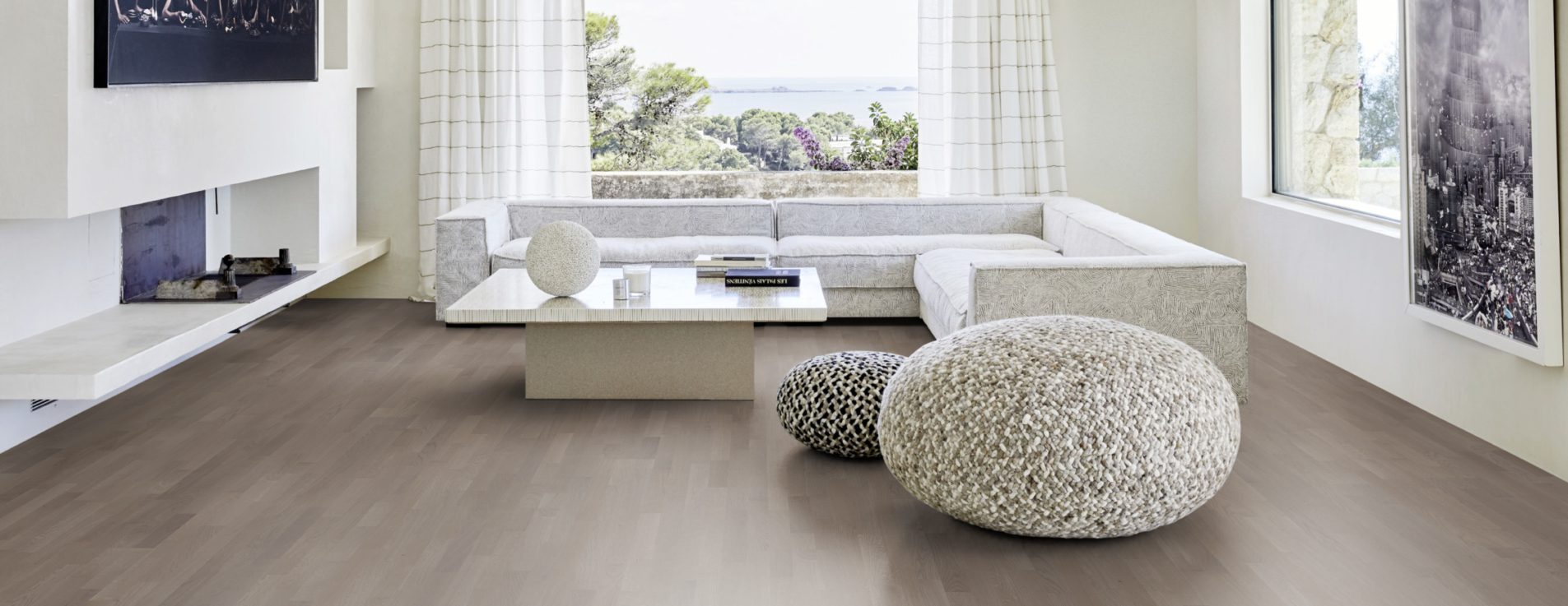 Паркетная доска Kahrs Граунд Дуб Глина Clay 133B14EKHGKW226 Variation 2266×188×13 фото в интерьере