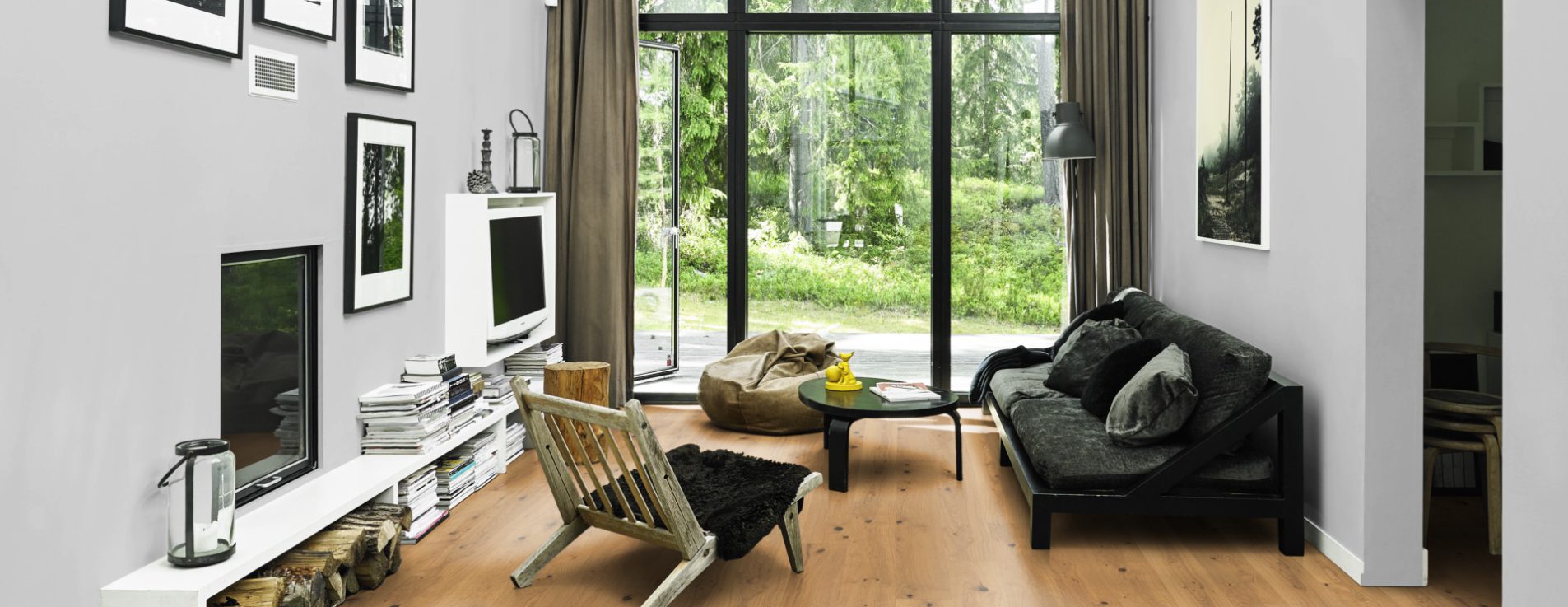 Паркетная доска Kahrs Life Authentic Дуб Tahini LTCLRW4016-193 Dynamic 1980×193×10 фото в интерьере