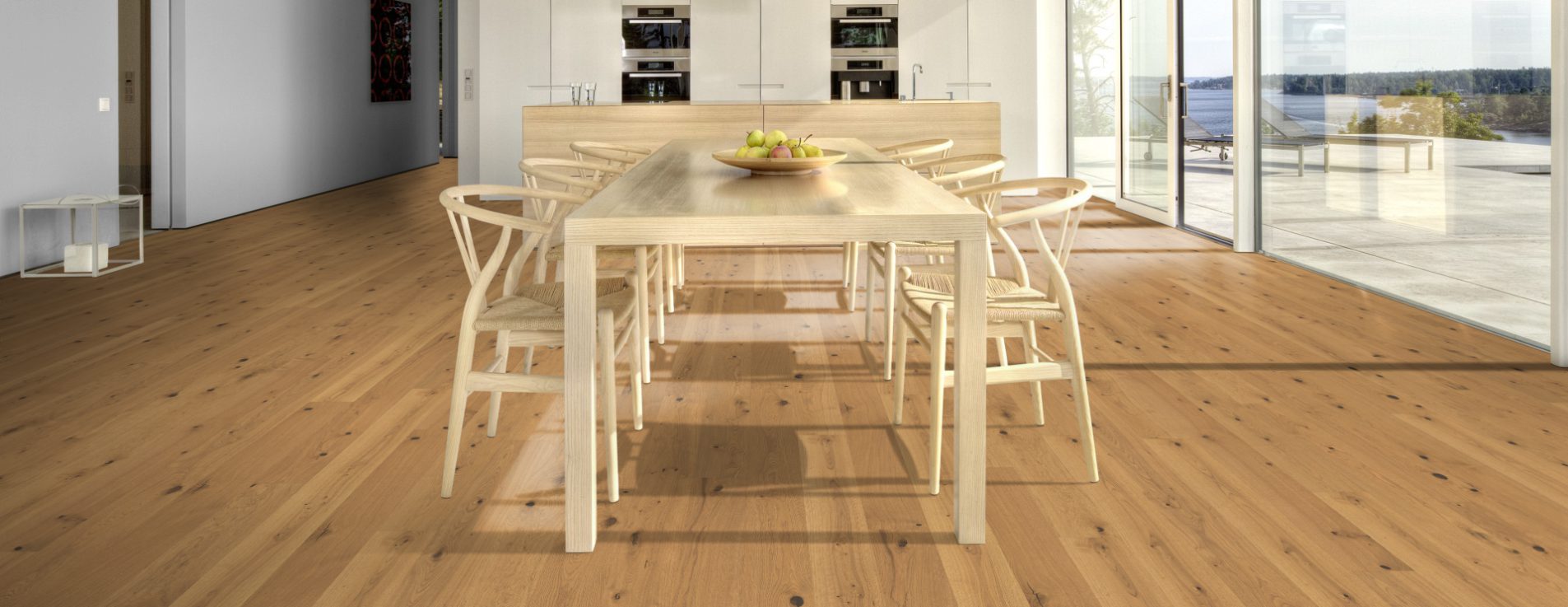 Паркетная доска Kahrs Life Authentic Дуб Tahini LTCLRW4016-193 Dynamic 1980×193×10 фото в интерьере