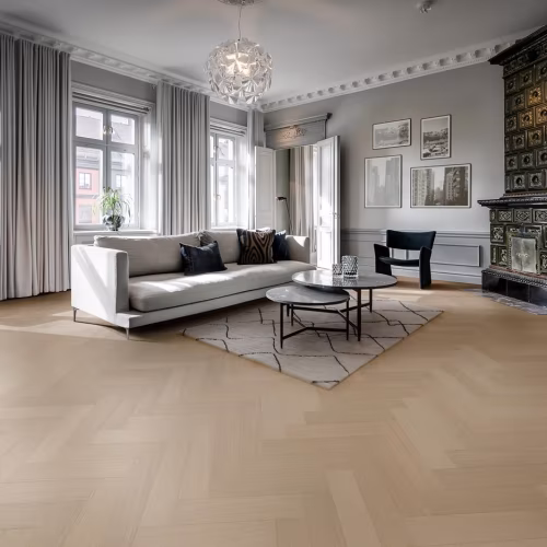 Паркетная доска Kahrs Life Authentic Herringbone Oak Mint Left LTCLRW5003L-121 Calm венгерская елка 593×121×10