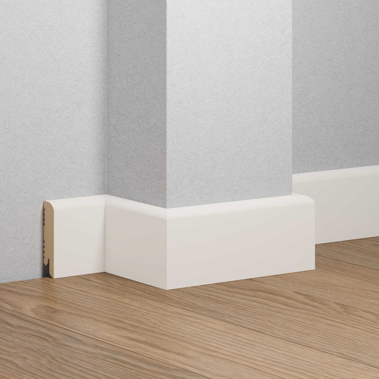 Плинтус МДФ крашеный Ликорн K-02 Белый RAL 9003 2050×70×16 фото в интерьере