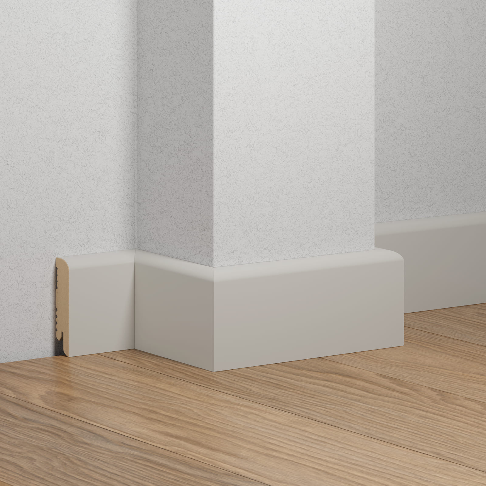 Плинтус МДФ крашеный Ликорн K-02 Светло-серый RAL 7035 2050×70×16 фото в интерьере