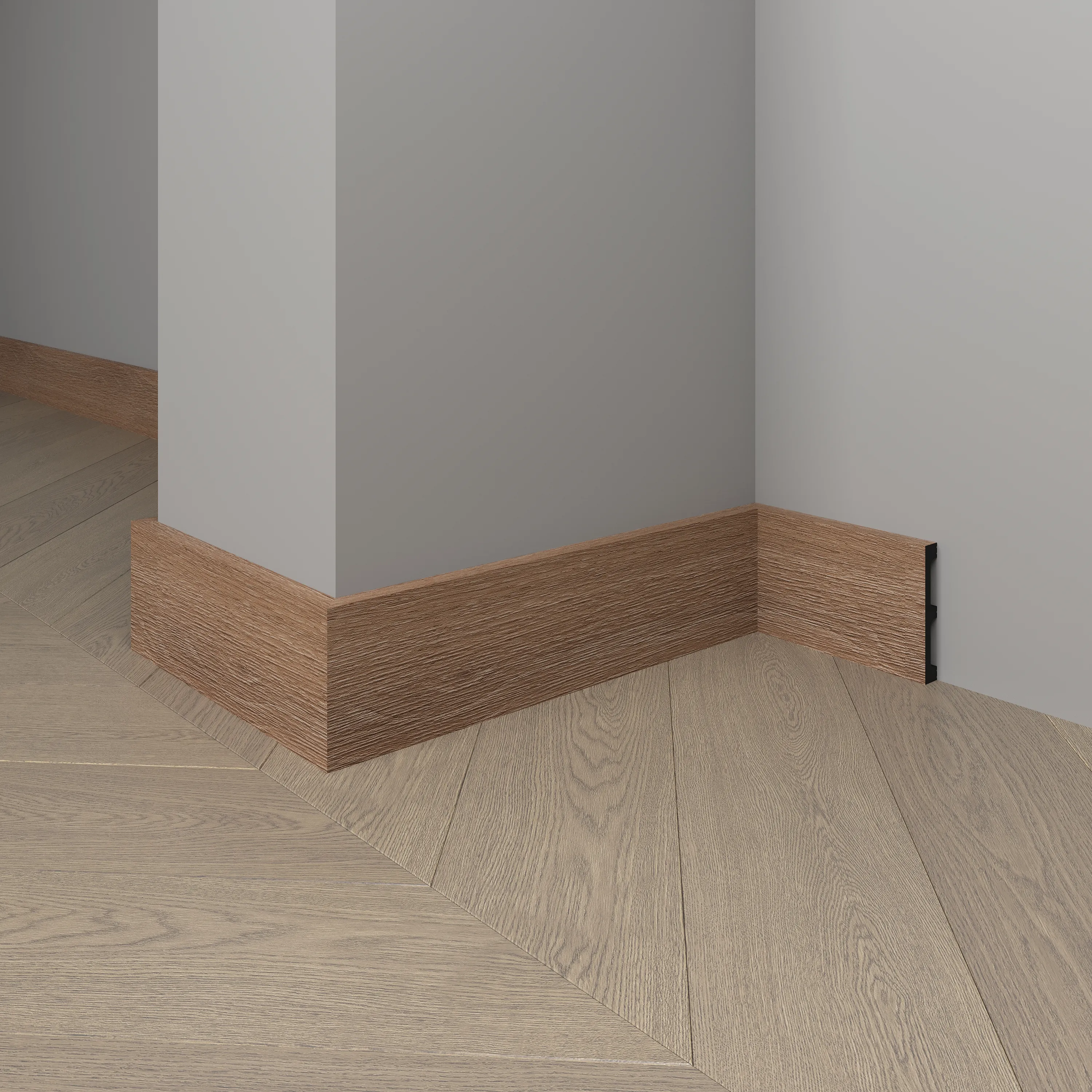 Плинтус Decor-Dizayn 708-90SH 2400×80×13 фото в интерьере