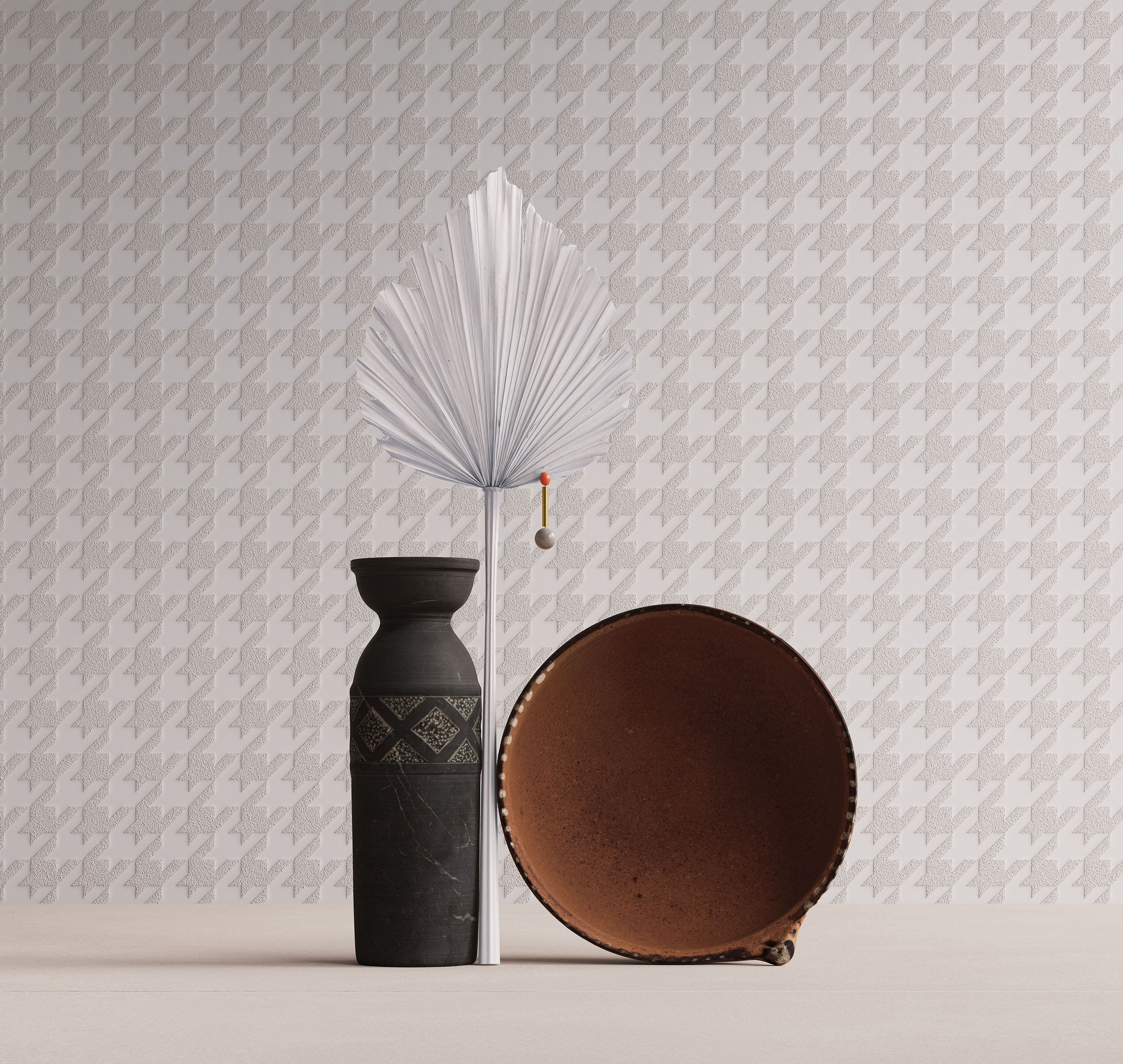 Обои под покраску Milassa Wall Booster Гусиная лапка Houndstooth WB STR20 001 10,05×1 фото в интерьере