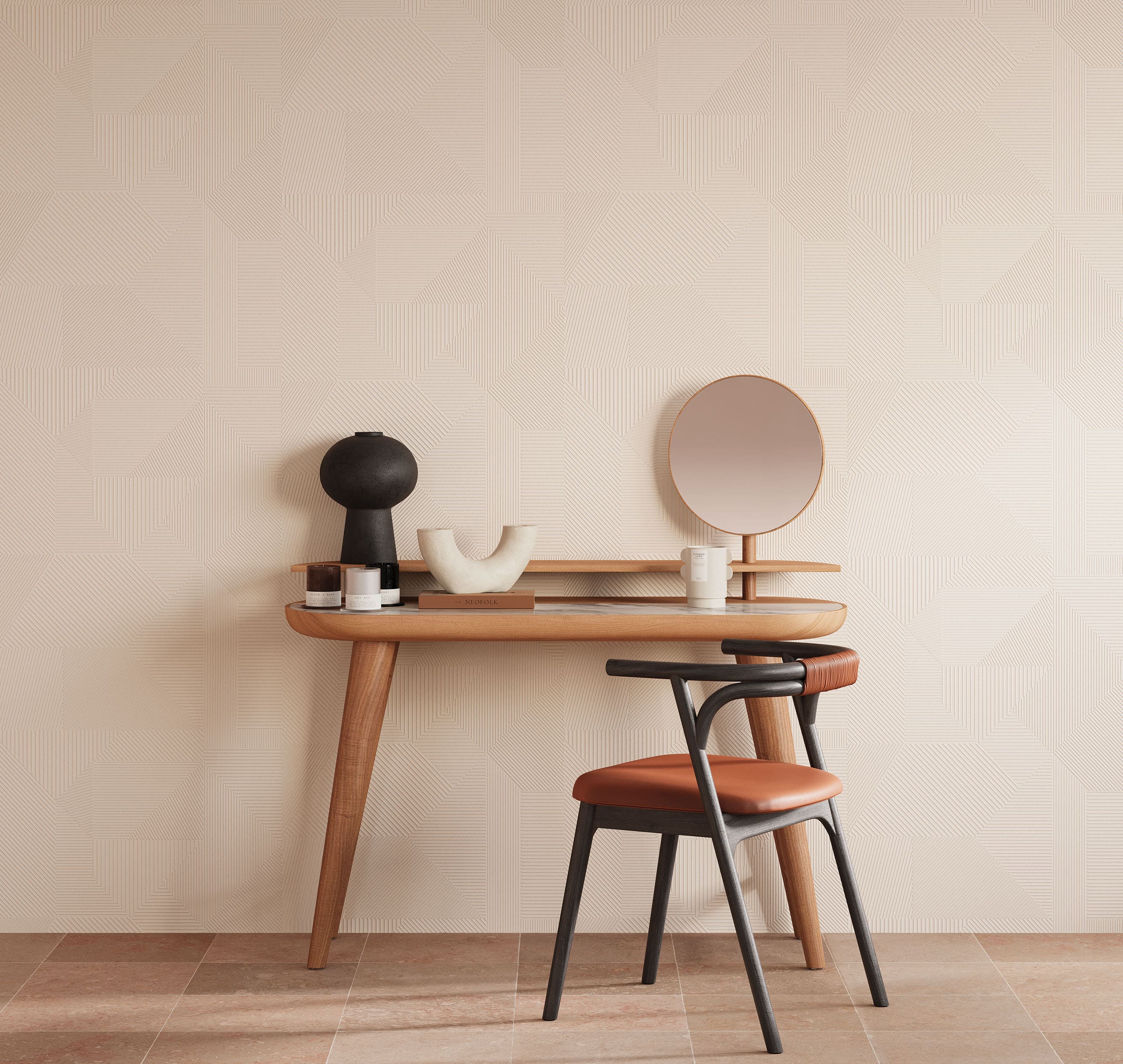 Обои под покраску Milassa Wall Booster Рифленый пазл Fluted Puzzle WB STR25 001 10,05×1 фото в интерьере