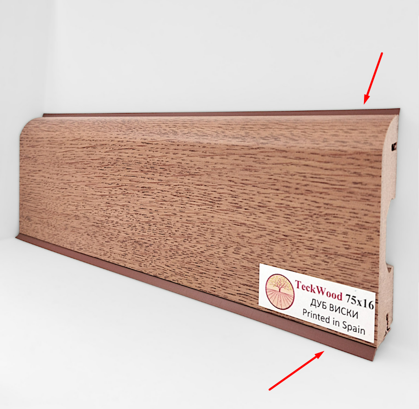 Уплотнитель для плинтуса МДФ TeckWood Янтарный RAL 8003, 9 м