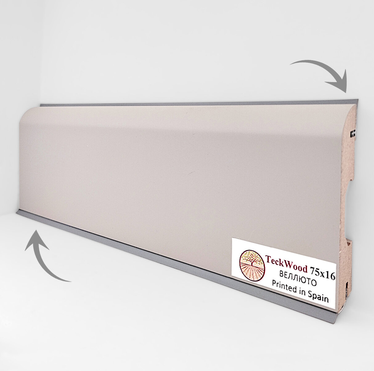 Уплотнитель для плинтуса МДФ TeckWood Слоновая кость RAL 1015-01, 9 м