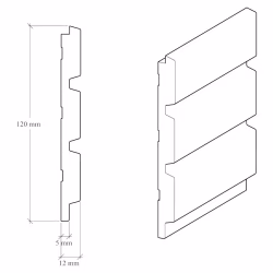Стеновая панель под покраску Hiwood LV124 LONG NP 3000×120×12