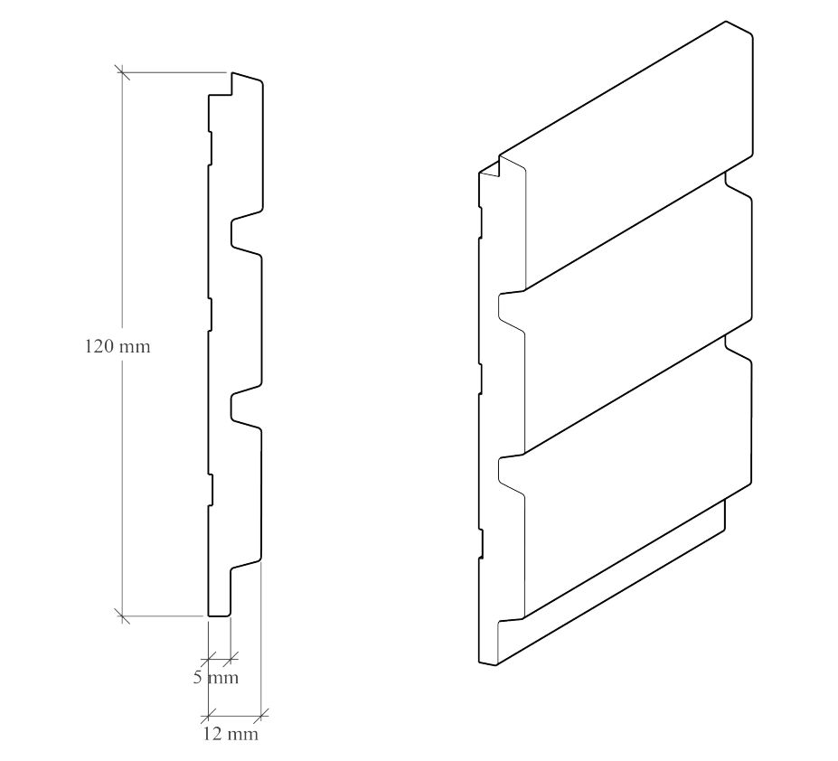 Стеновая панель под покраску Hiwood LV124 LONG NP 3000×120×12