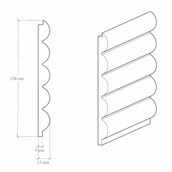 Стеновая панель под покраску Hiwood LV135 LONG NP 3000×120×12