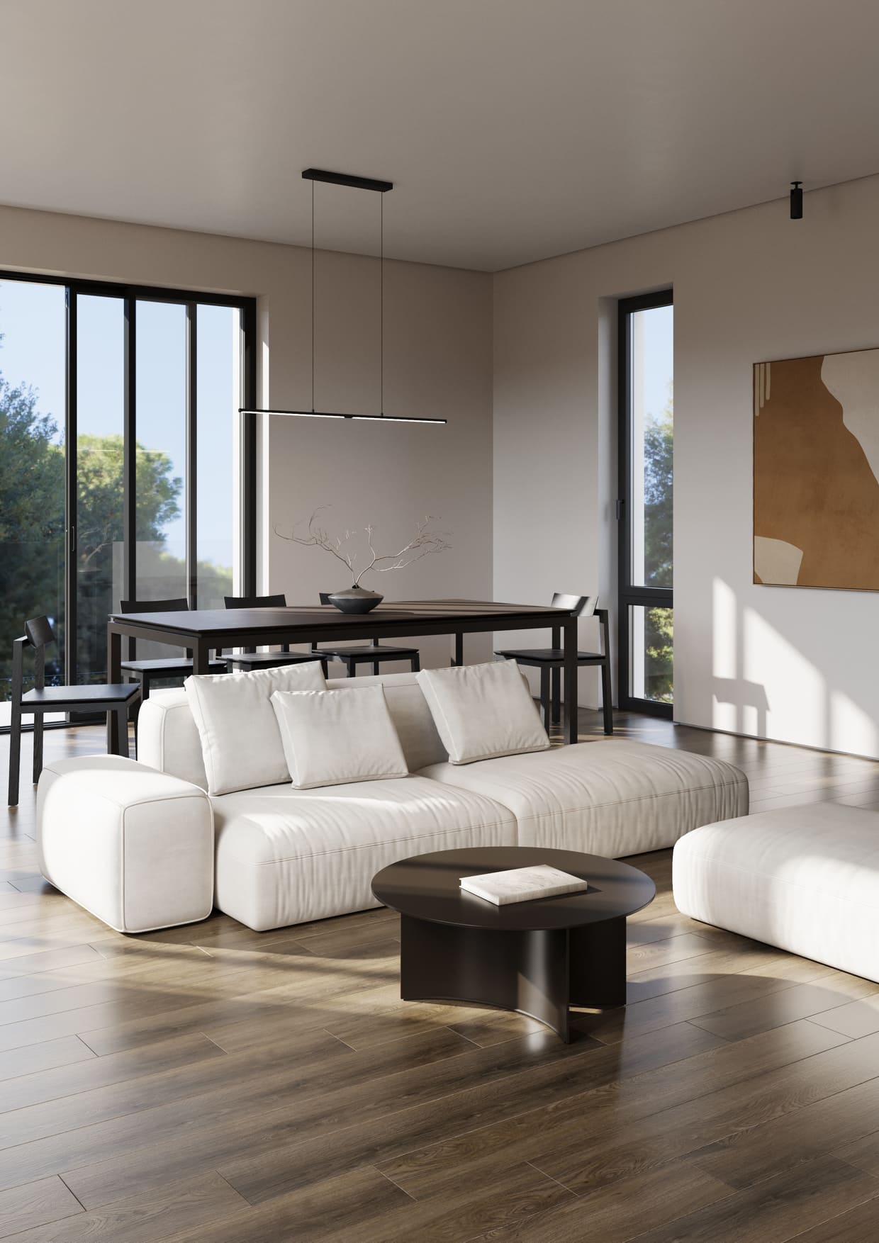 Кварцвиниловая плитка Fargo клеевая Comfort LVT Дуб Ванкувер 20-4105-12 1227×152×2,5 фото в интерьере