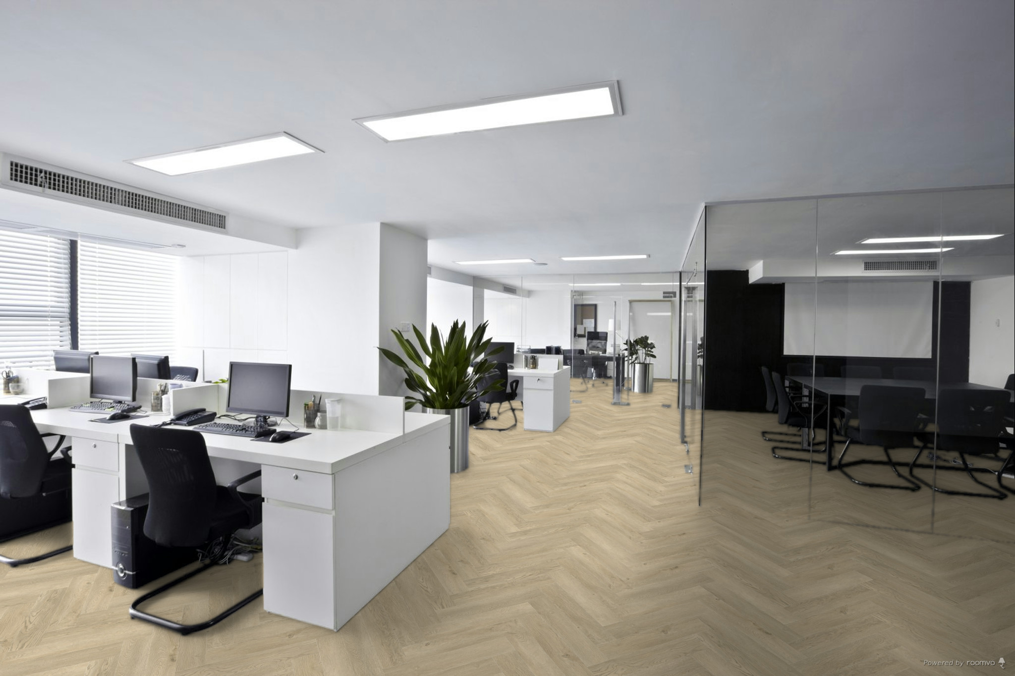 Кварцвиниловая плитка Fargo клеевая Parquet LVT Дуб Манила 22-99905-01 венгерская елка 595×119×2,5 фото в интерьере