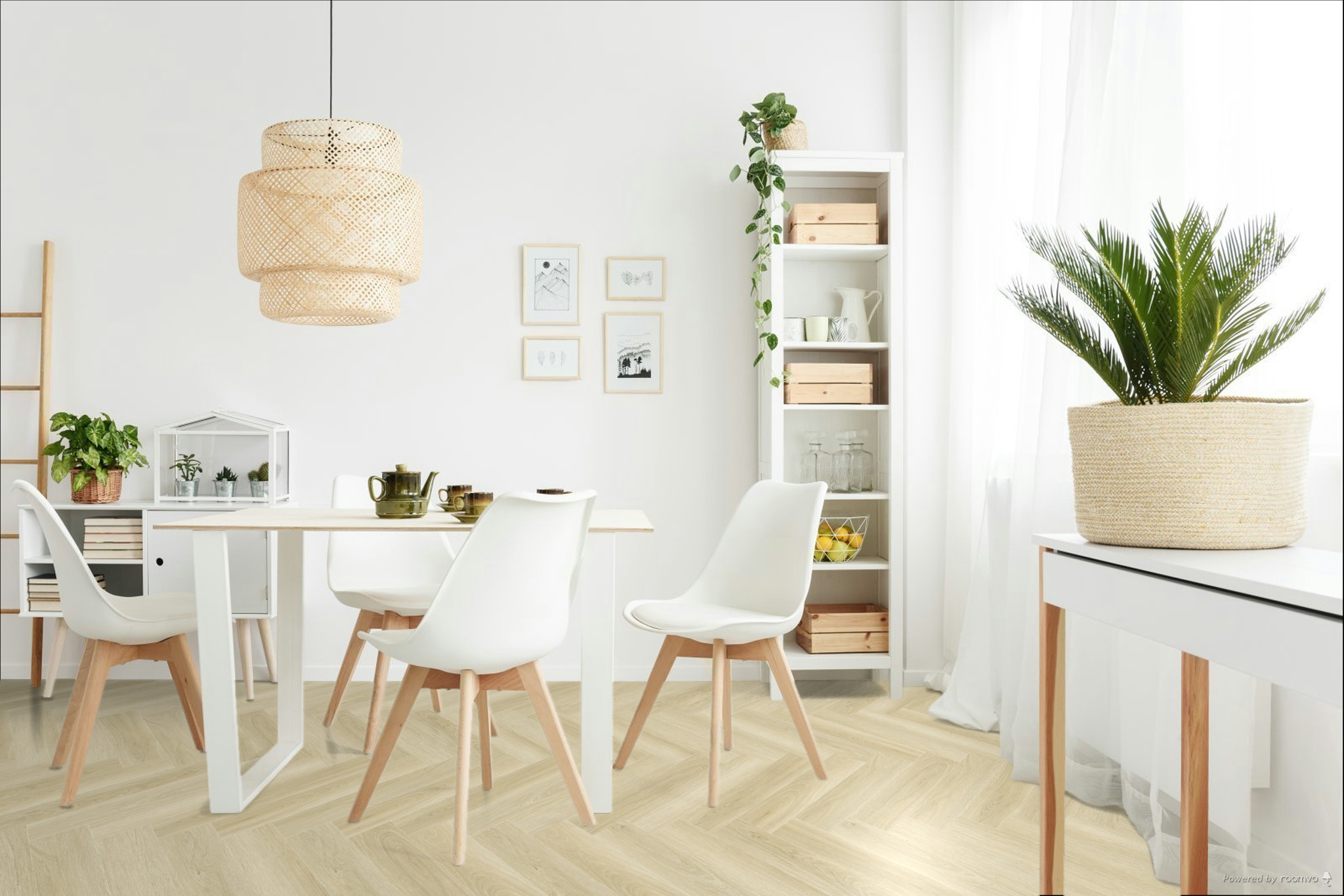 Кварцвиниловая плитка Fargo клеевая Parquet LVT Дуб Корсика 22-588184-03 венгерская елка 595×119×2,5 фото в интерьере