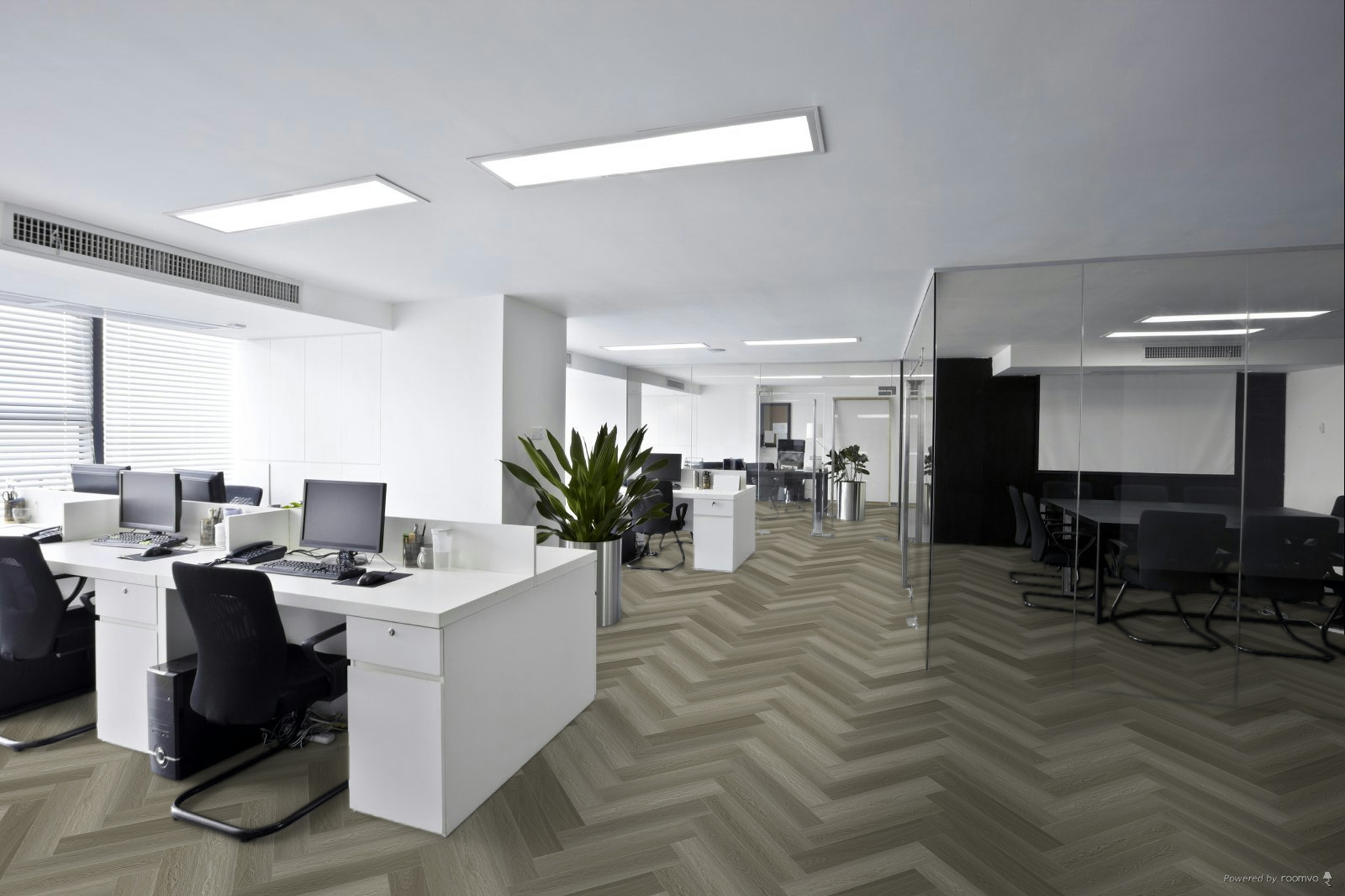 Кварцвиниловая плитка Fargo клеевая Parquet LVT Дуб Турин 22-21065-61 венгерская елка 595×119×2,5 фото в интерьере