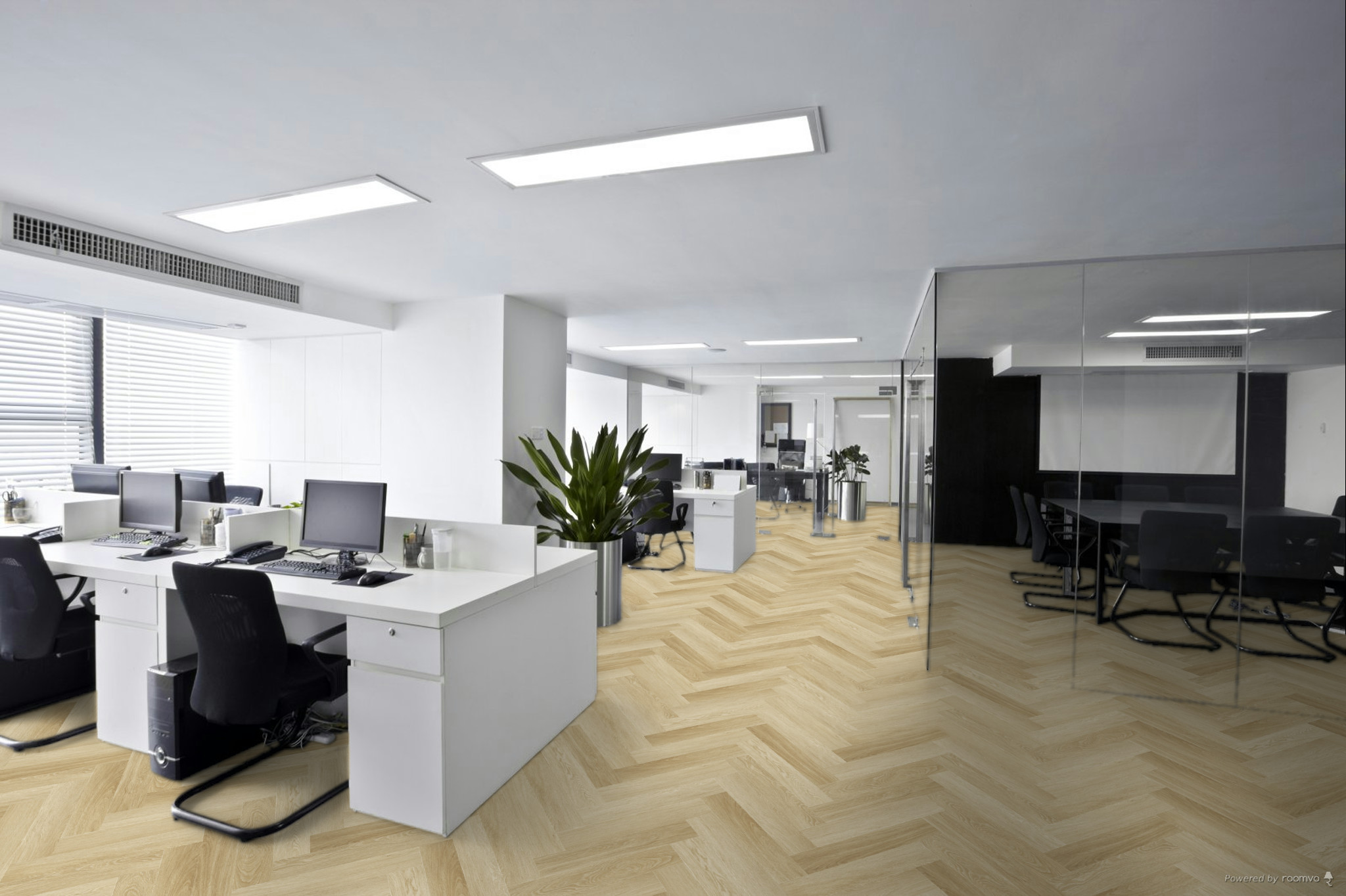 Кварцвиниловая плитка Fargo клеевая Parquet LVT Дуб Лаос 22-21064-01 венгерская елка 595×119×2,5 фото в интерьере