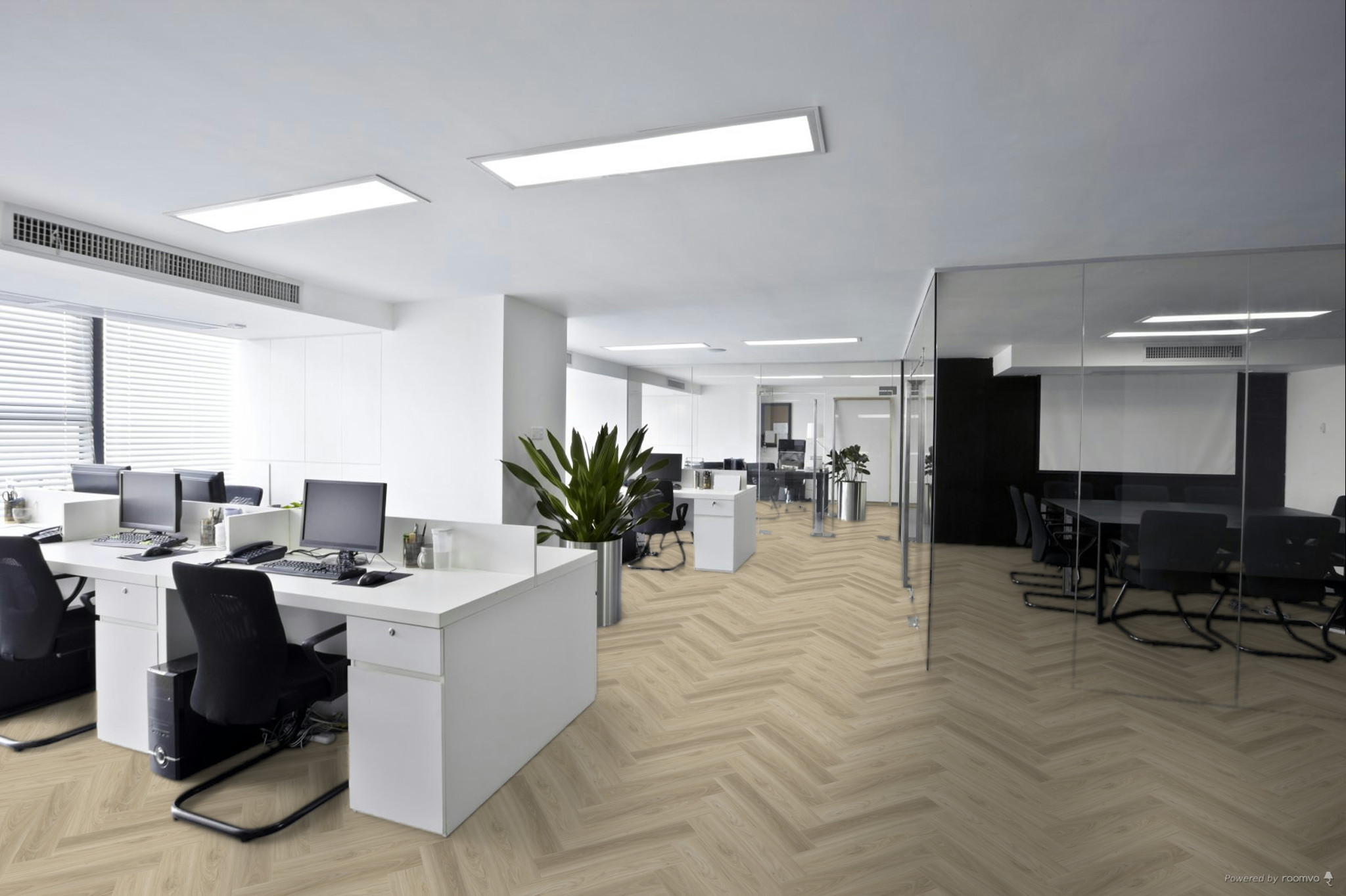 Кварцвиниловая плитка Fargo клеевая Parquet LVT Вяз Оксфорд 22-2101-05 венгерская елка 595×119×2,5 фото в интерьере