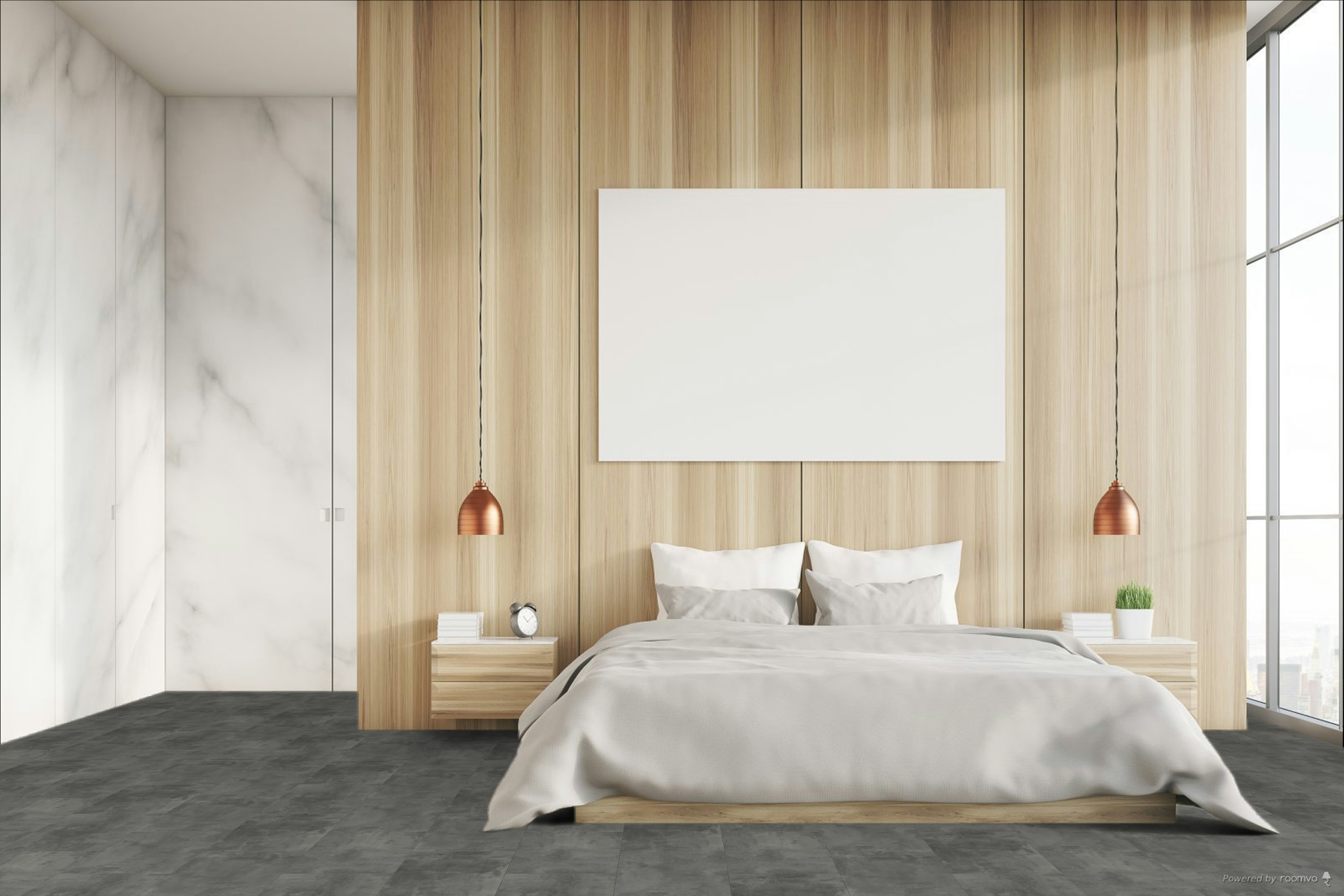 Кварцвиниловая плитка Fargo клеевая Stone LVT Бетон Готика 48143-10 606×303×2,5 фото в интерьере