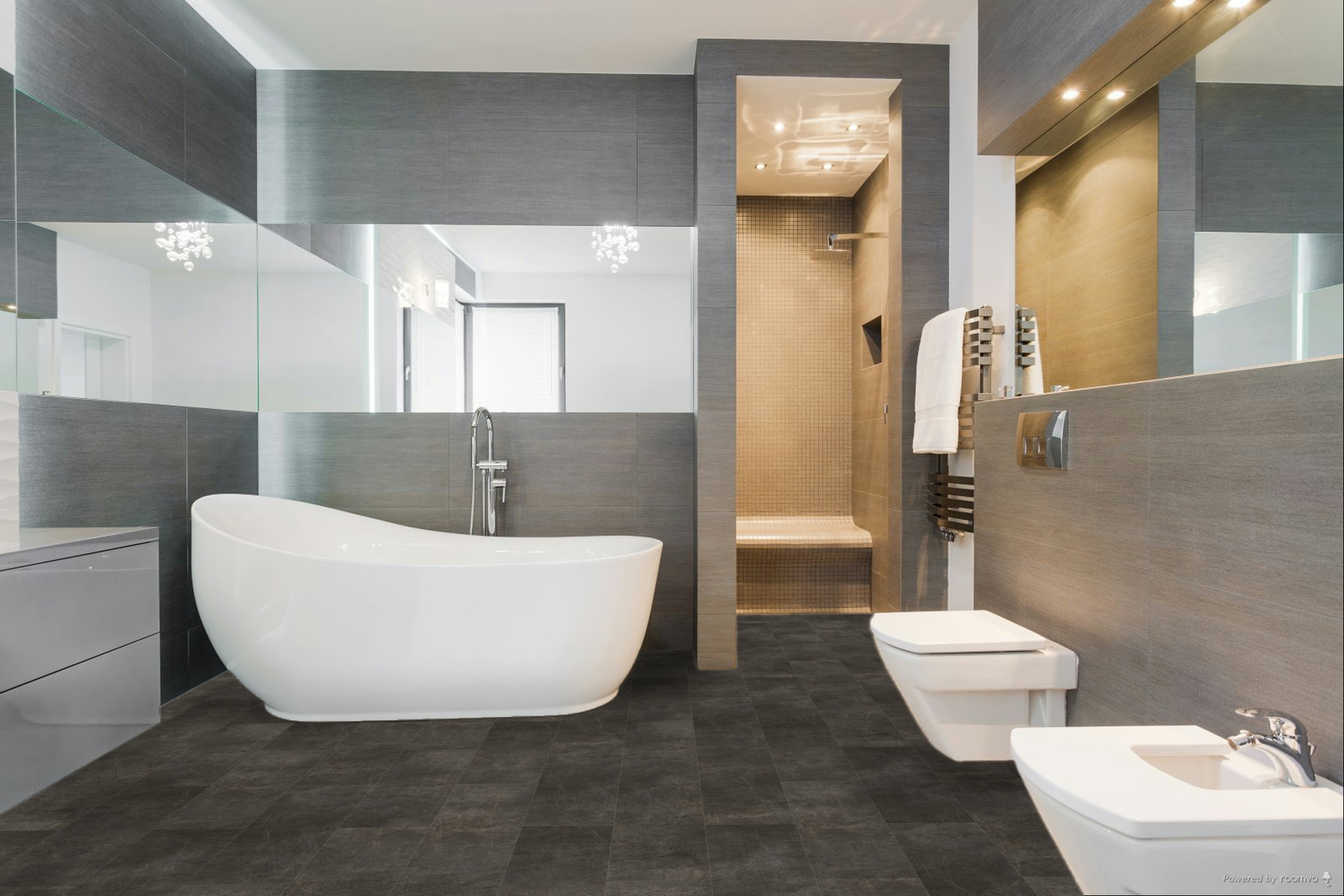 Кварцвиниловая плитка Fargo клеевая Stone LVT Мрамор Медный 48107-02 606×303×2,5 фото в интерьере