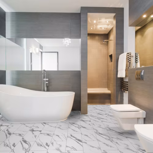 Кварцвиниловая плитка Fargo клеевая Stone LVT Мрамор Калакатта 48105-02 606×303×2,5