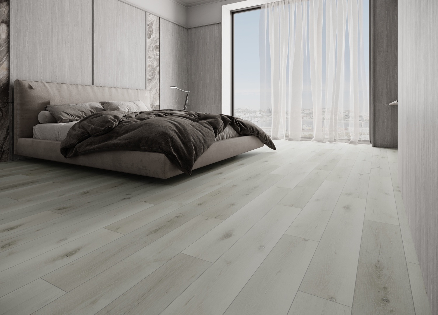 Кварцвиниловая плитка Art East замковая Art Tile Click Дуб Туманный 45-13-ATC 1220×180×4 фото в интерьере