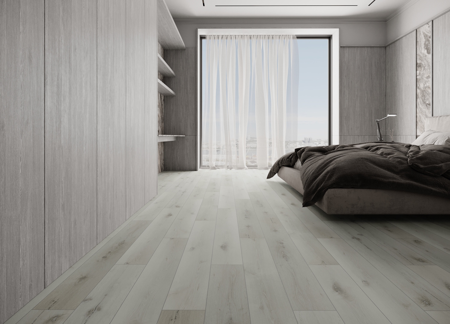 Кварцвиниловая плитка Art East замковая Art Tile Click Дуб Туманный 45-13-ATC 1220×180×4 фото в интерьере