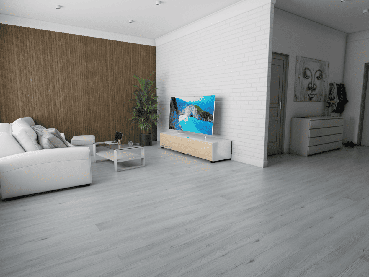 Кварцвиниловая плитка Art East замковая Art Tile Click Ясень Эдмонтон VL 45-127-ATC 1220×180×4 фото в интерьере