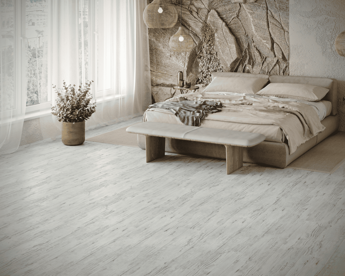 Кварцвиниловая плитка Art East замковая Art Tile Click Береза Божоле 45-129-ATC 1220×180×4 фото в интерьере