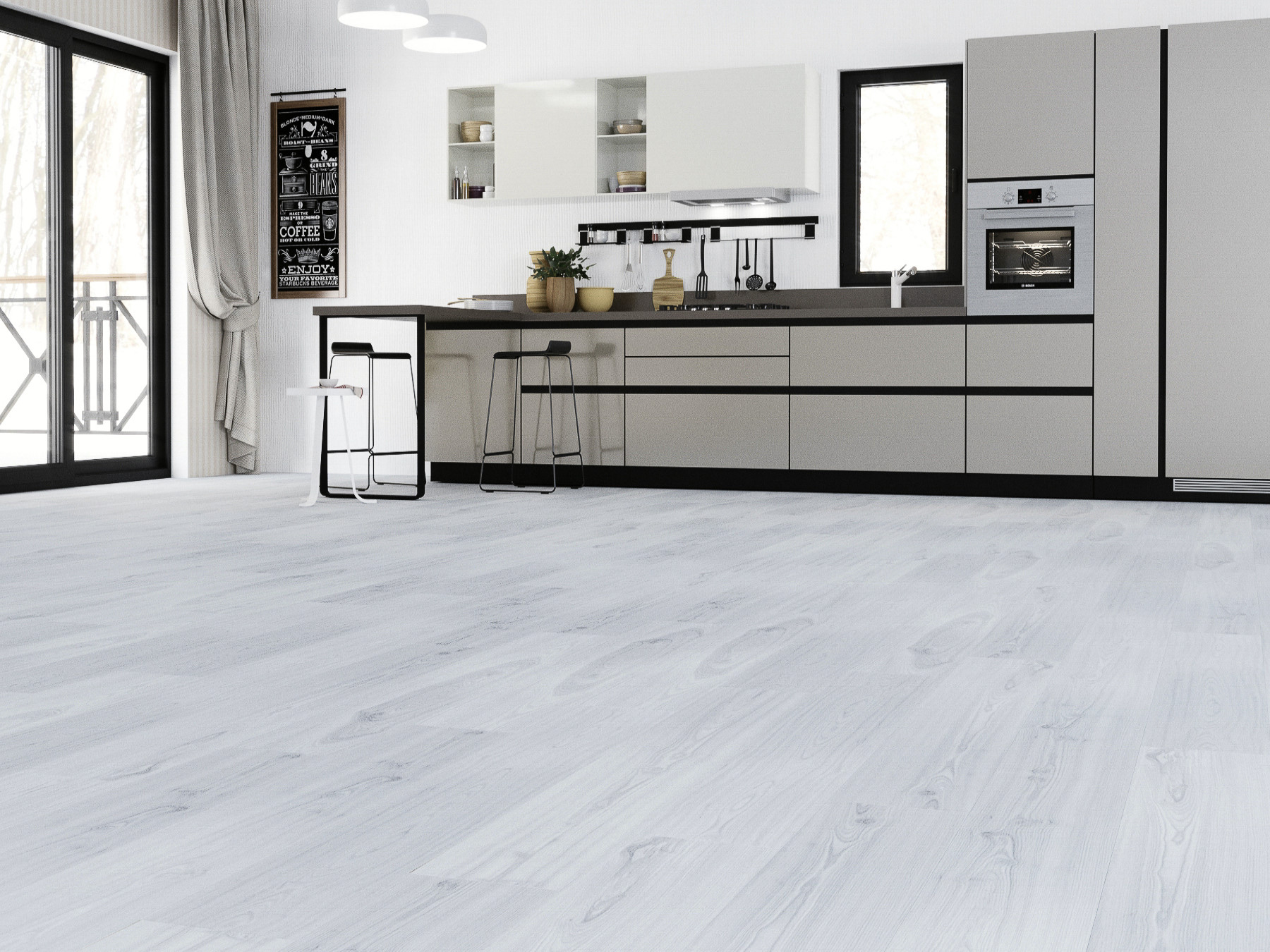 Кварцвиниловый SPC ламинат Art East Art Stone Optima Pro Ясень Норд 40-1-APTN 914×152×4 фото в интерьере