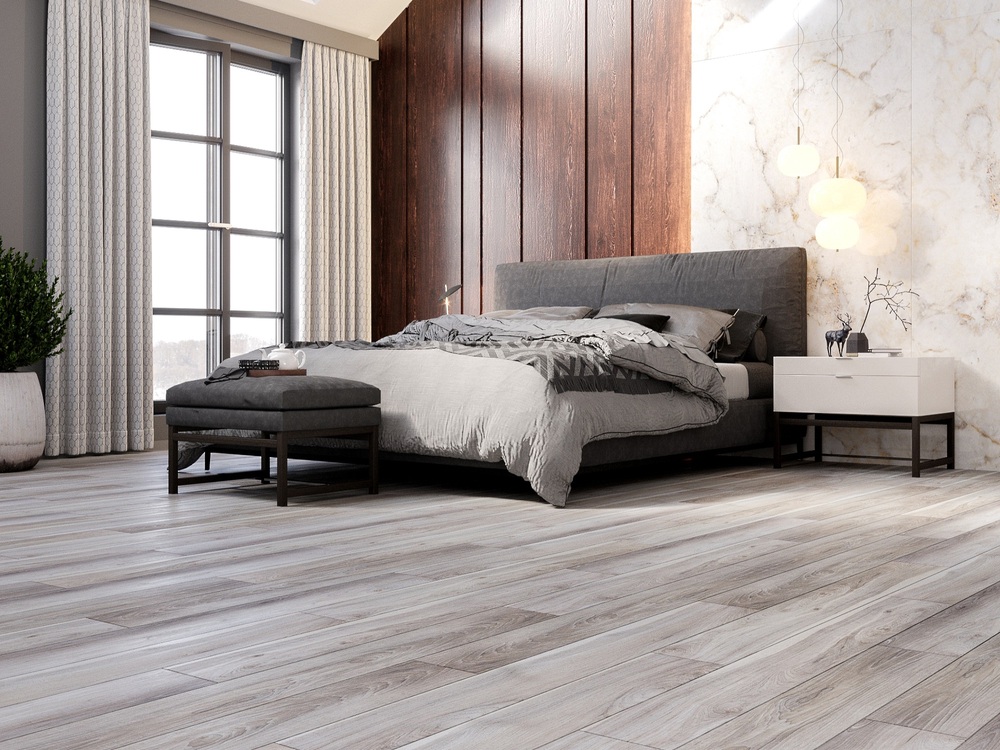 Кварцвиниловый SPC ламинат Art East Art Stone Optima Pro Тис Юге 40-128-APTN 914×152×4 фото в интерьере