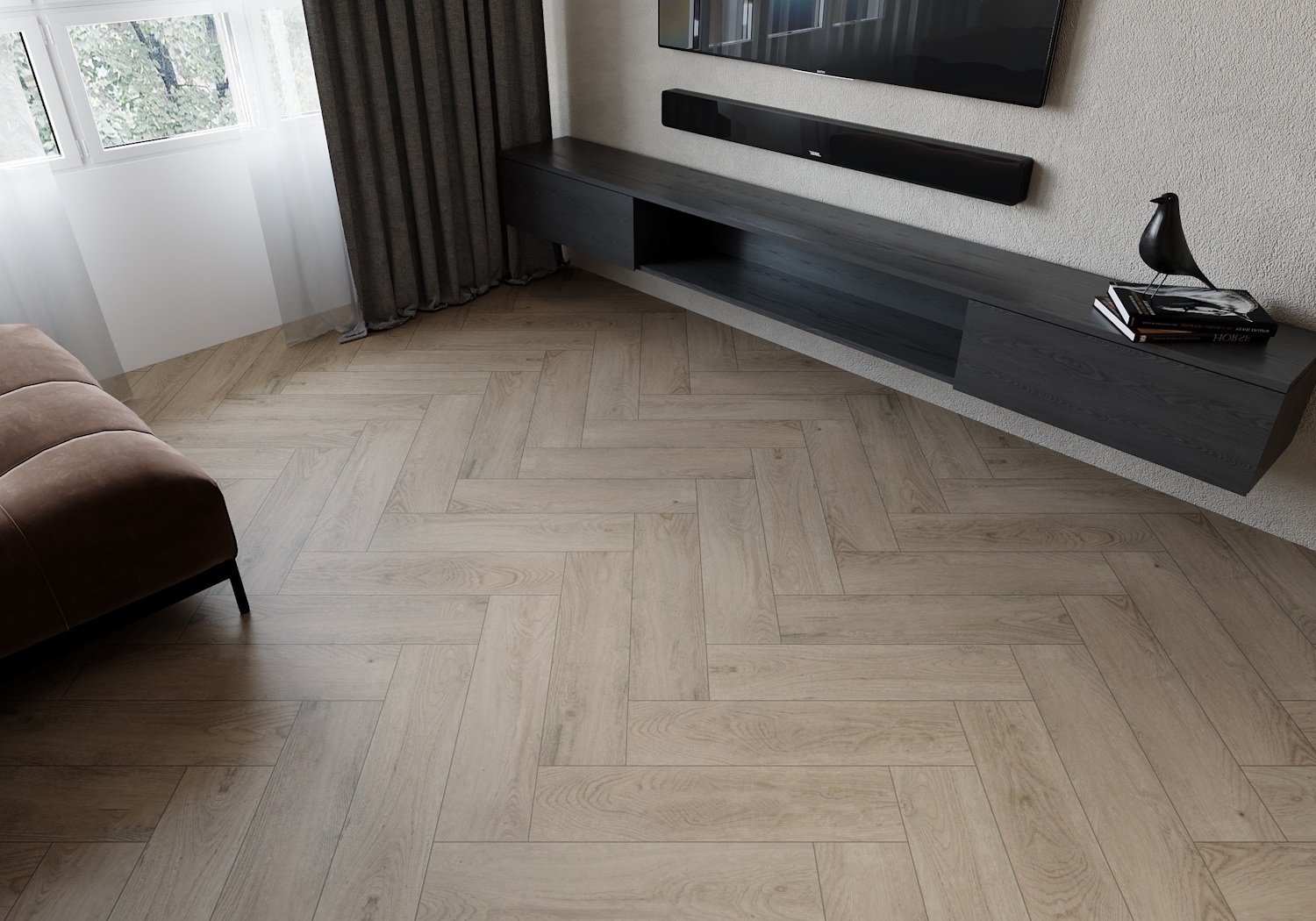 Кварцвиниловая плитка Art East замковая Art Tile Click Parquet HV Дуб Эдинбург 45-102-ATC-HV венгерская елка 600×150×4 фото в интерьере