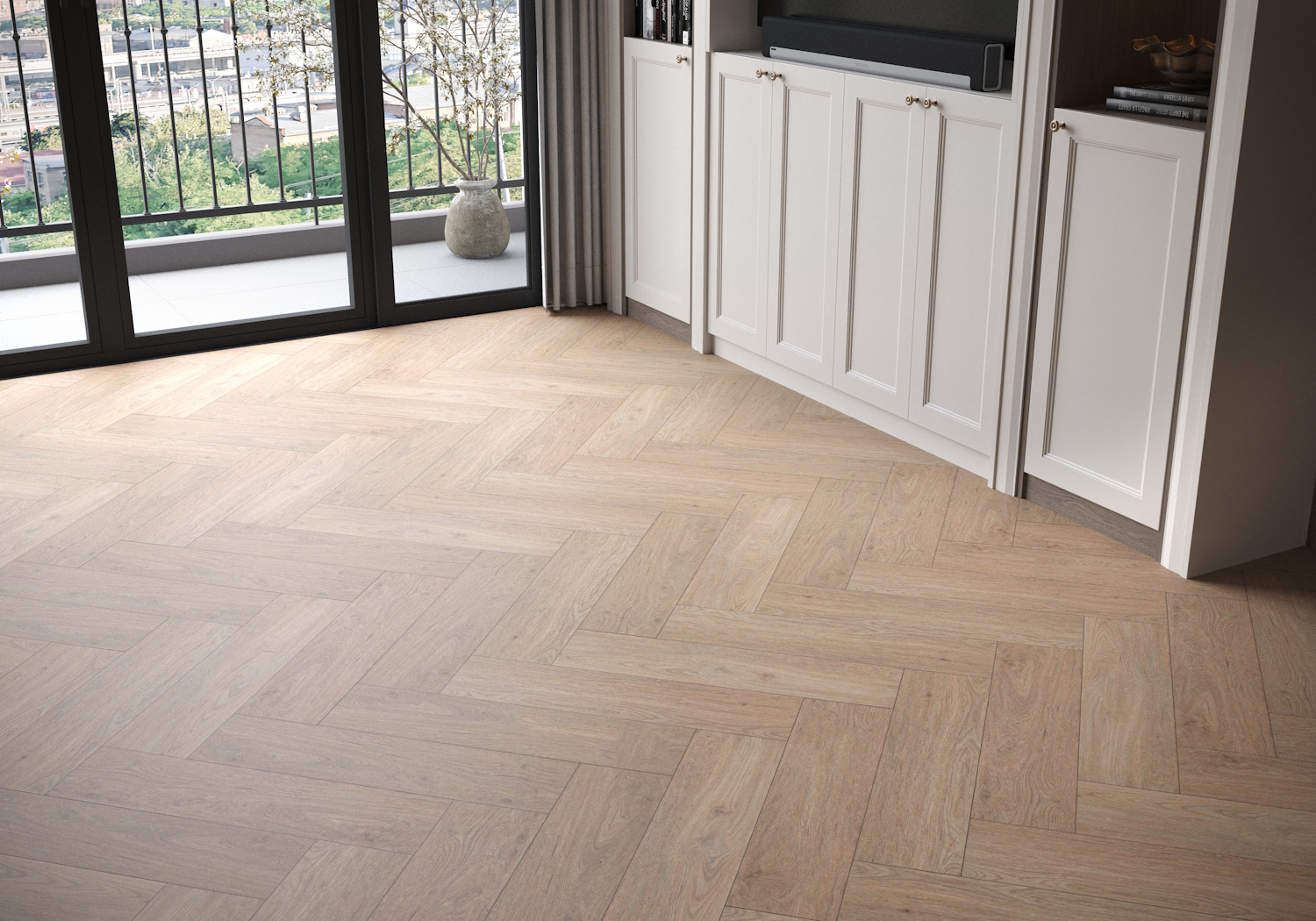 Кварцвиниловая плитка Art East замковая Art Tile Click Parquet HV Дуб Виктори 45-16-ATC-HV венгерская елка 600×150×4 фото в интерьере