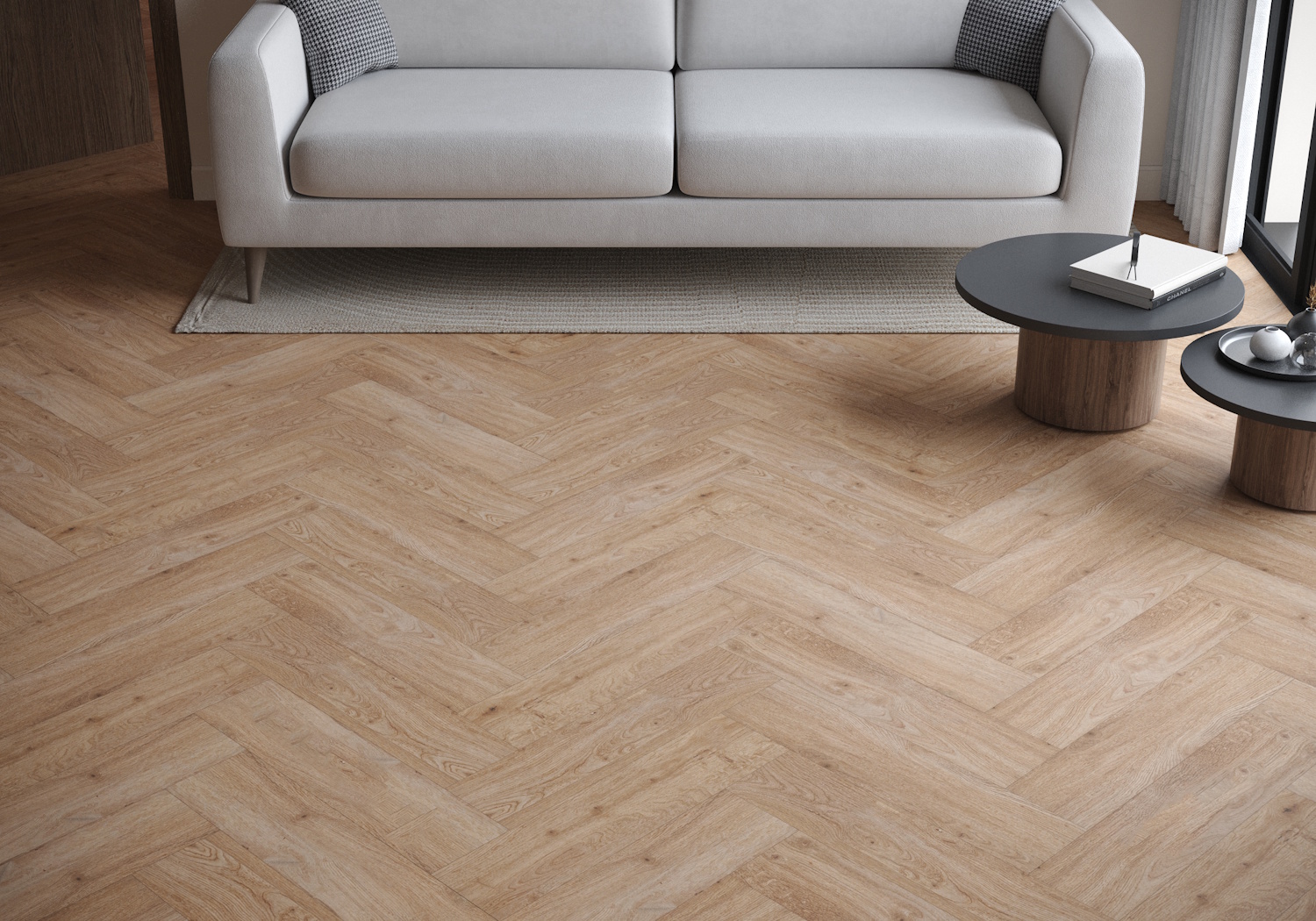 Кварцвиниловая плитка Art East замковая Art Tile Click Parquet HV Дуб Магнум 45-17-ATC-HV венгерская елка 600×150×4 фото в интерьере