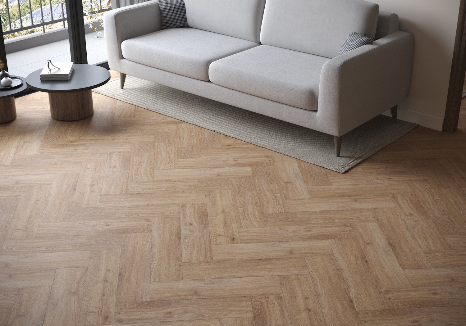 Кварцвиниловая плитка Art East замковая Art Tile Click Parquet HV Дуб Магнум 45-17-ATC-HV венгерская елка 600×150×4 фото в интерьере