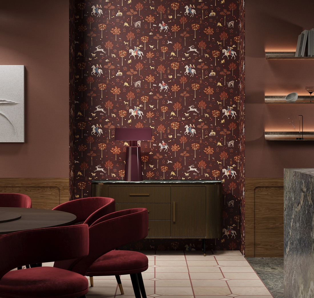 Обои Loymina Шервуд Осенняя охота Brit22 010 10,05×1 фото в интерьере