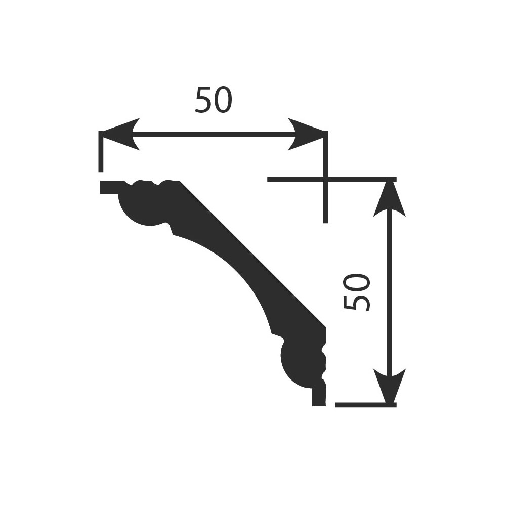 Потолочный плинтус под покраску Cosca Decor KX001 2000×50×50