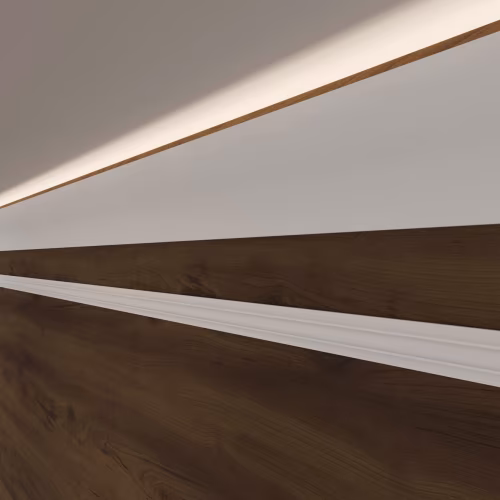 Потолочный плинтус под покраску Cosca Decor KX002 с подсветкой 2000×53×120