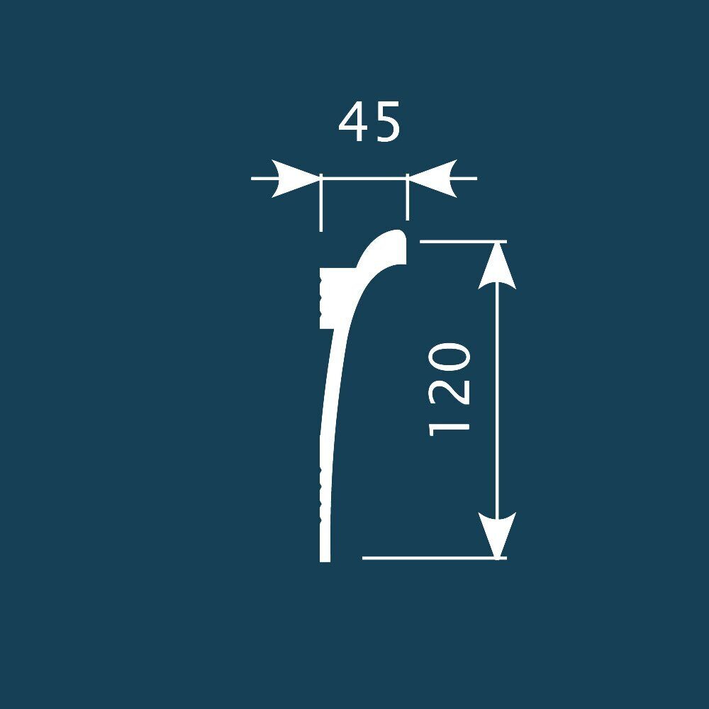 Потолочный плинтус под покраску Cosca Decor KX003 с подсветкой 2000×45×120