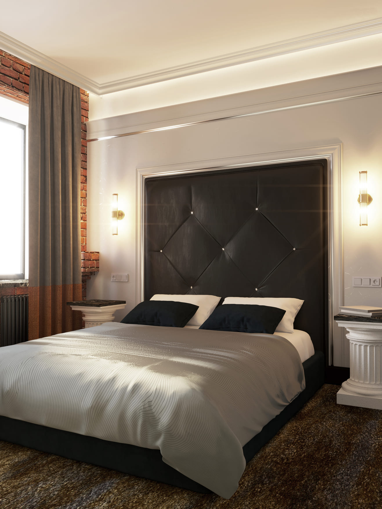 Потолочный плинтус под покраску Cosca Decor KX003 с подсветкой 2000×45×120 фото в интерьере