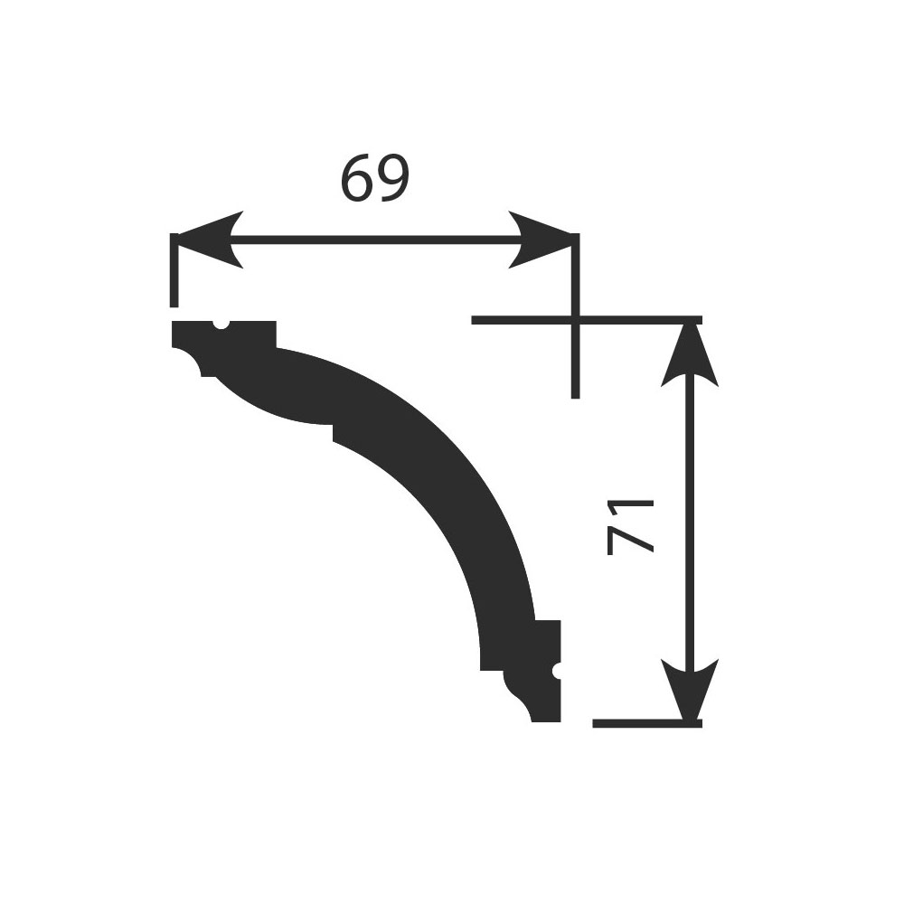 Потолочный плинтус под покраску Cosca Decor KX005 2000×69×71 Потолочный плинтус под покраску Cosca Decor KX005 2000×69×71
