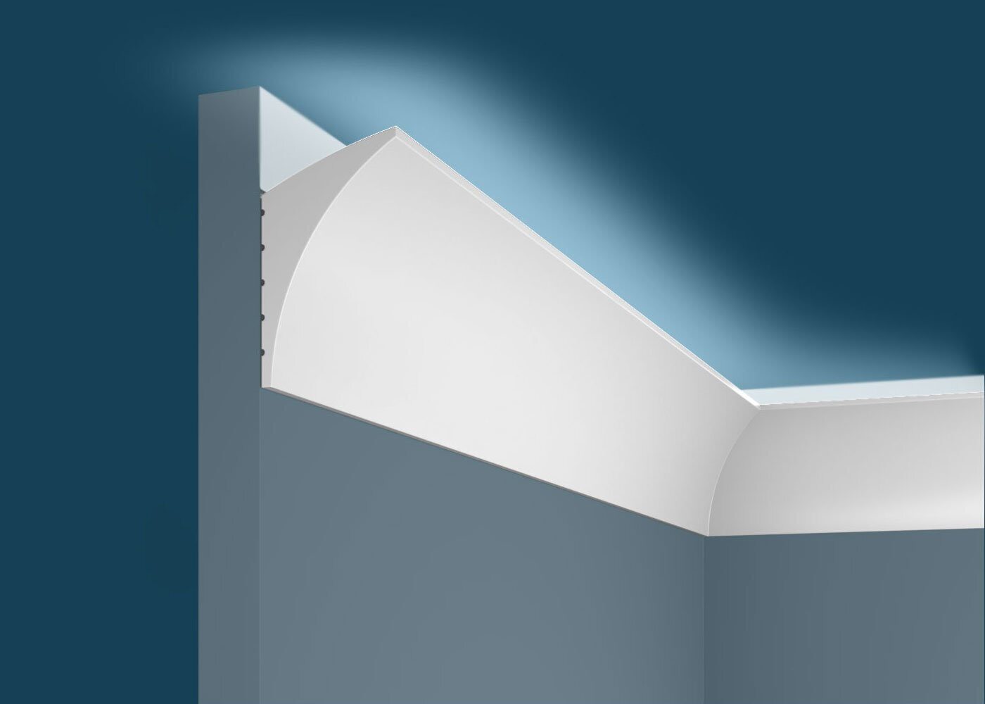 Потолочный плинтус под покраску Cosca Decor KX007 с подсветкой 2000×42×70