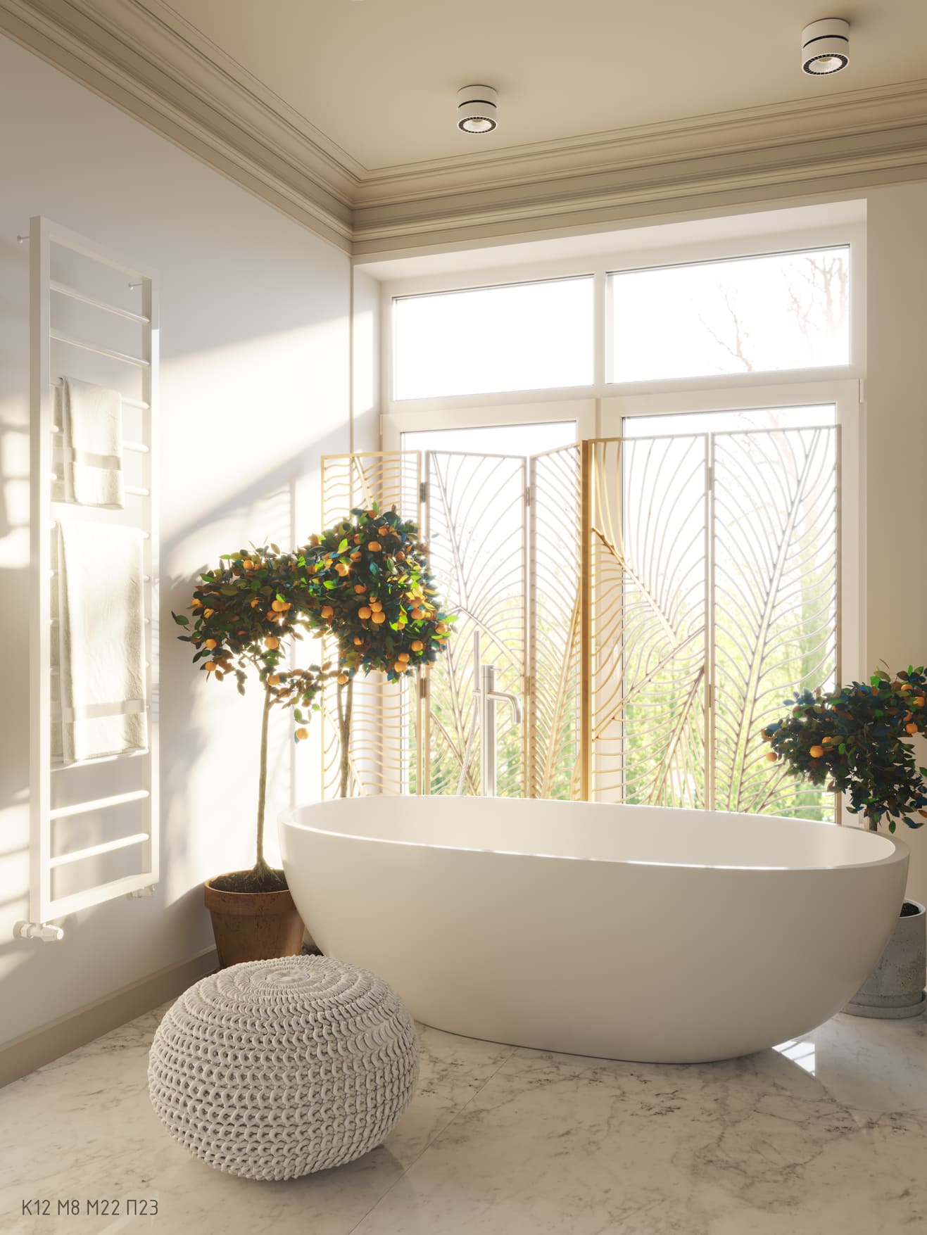 Потолочный плинтус под покраску Cosca Decor KX012 2000×80×80 фото в интерьере