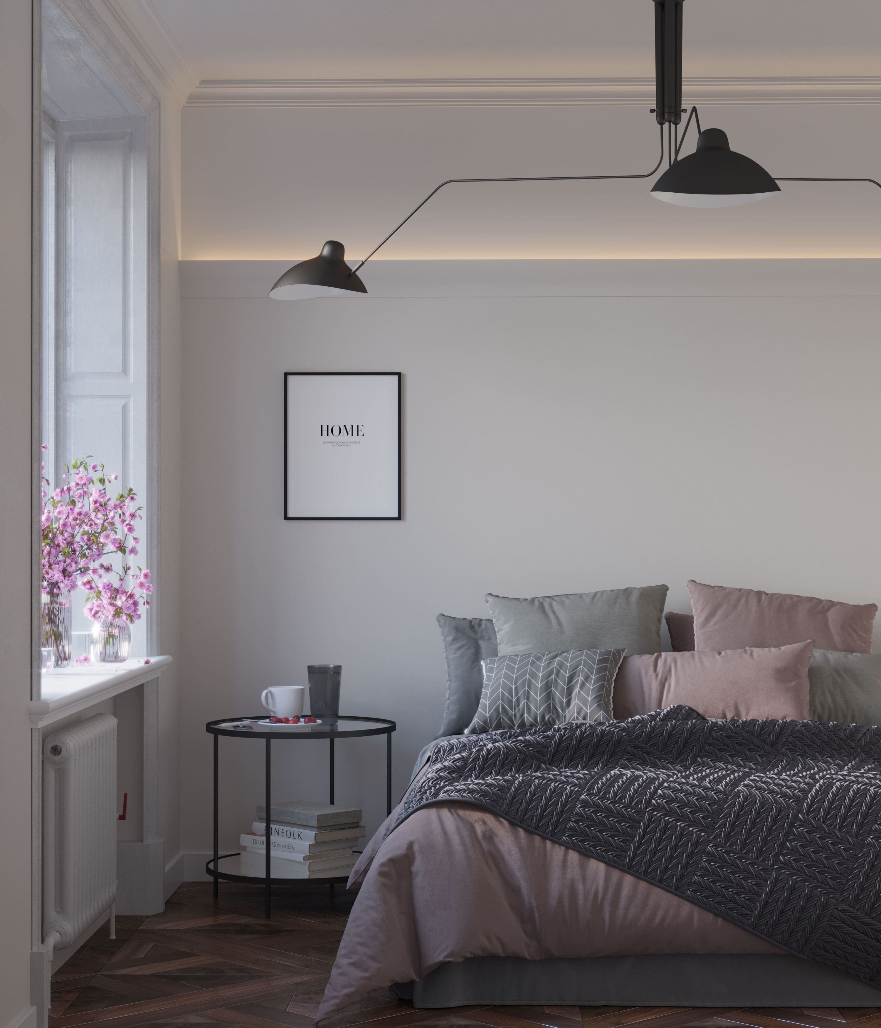 Потолочный плинтус под покраску Cosca Decor KX012 2000×80×80 фото в интерьере