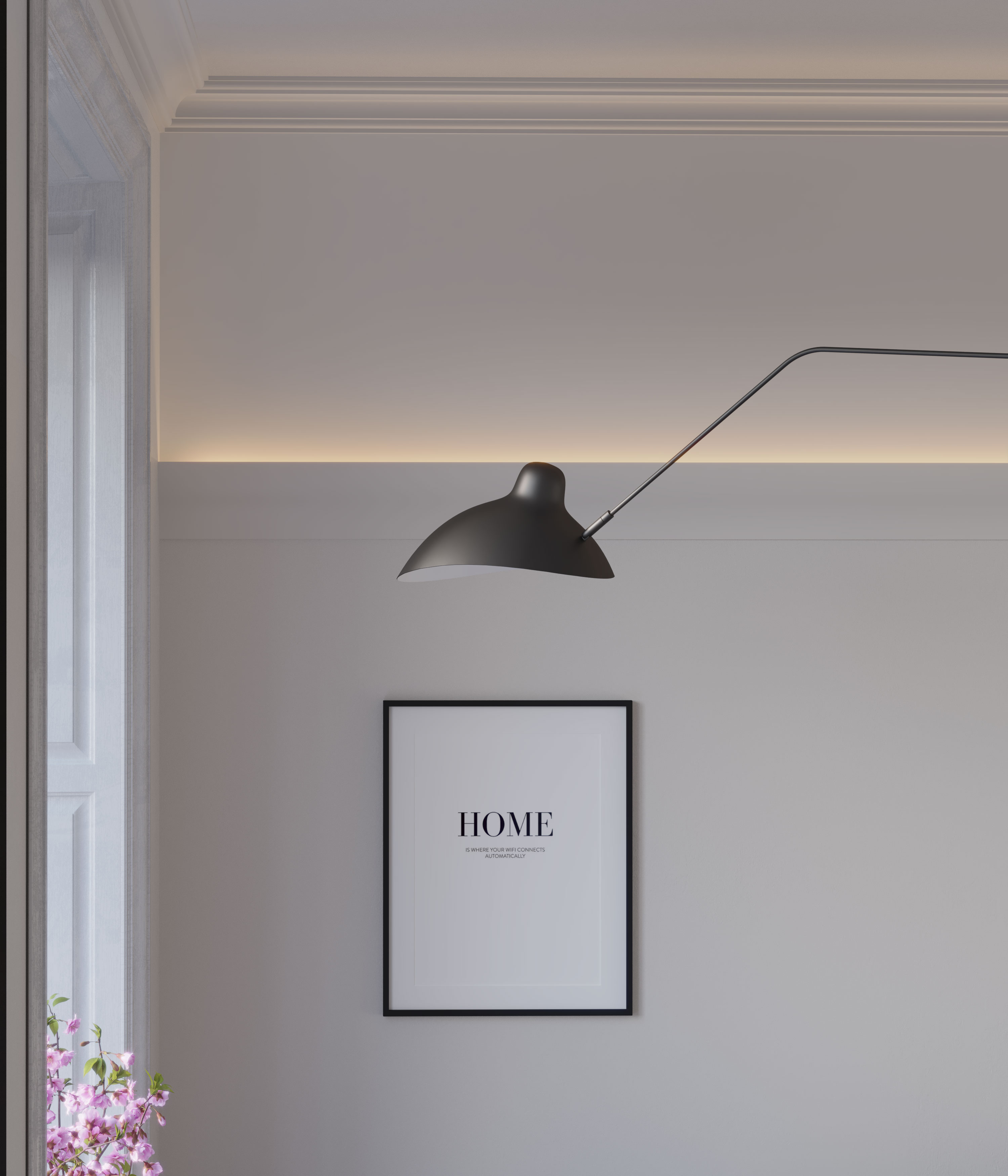 Потолочный плинтус под покраску Cosca Decor KX012 2000×80×80 фото в интерьере