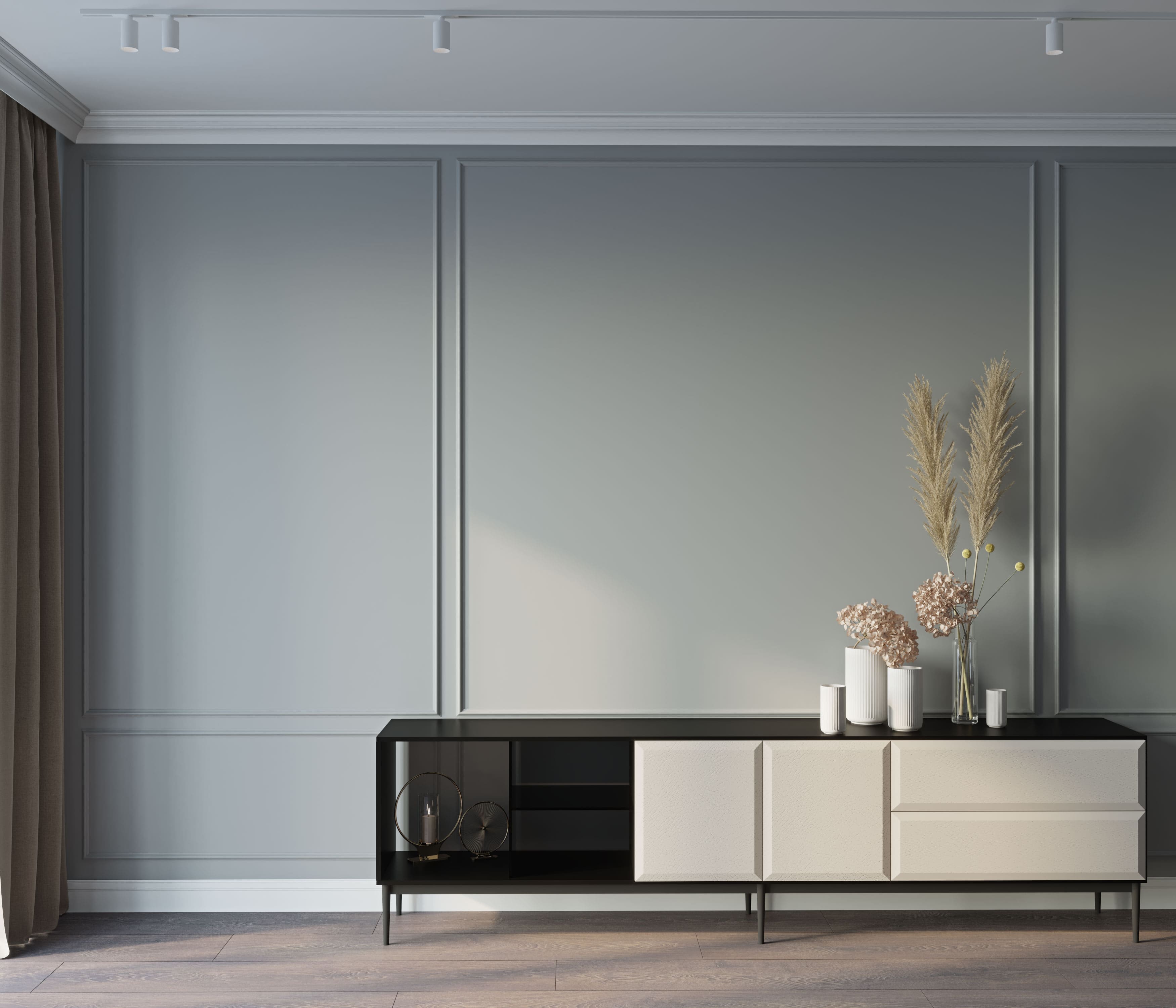 Потолочный плинтус под покраску Cosca Decor KX013 2000×75×95 фото в интерьере