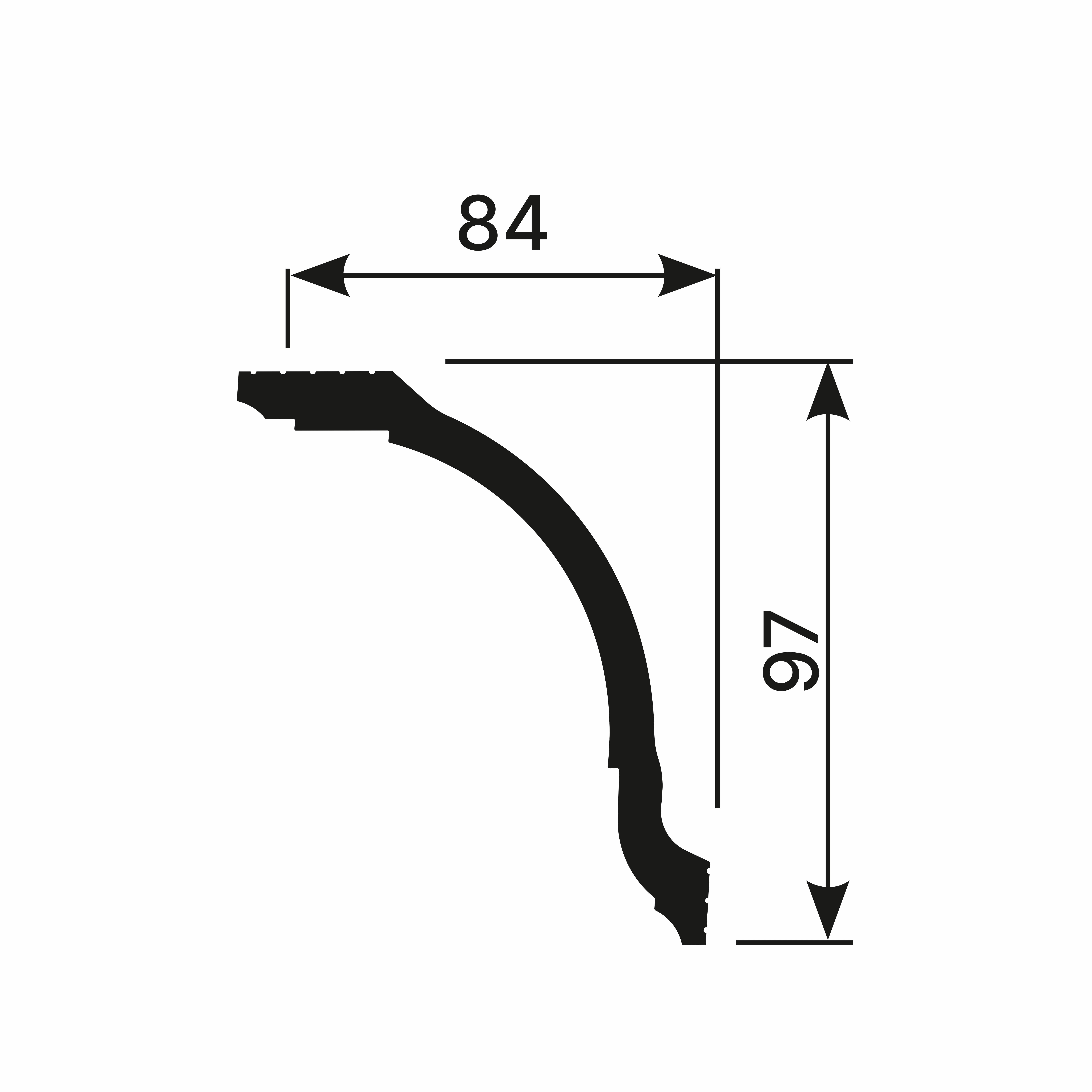Потолочный плинтус под покраску Cosca Decor KX015 2000×84×97