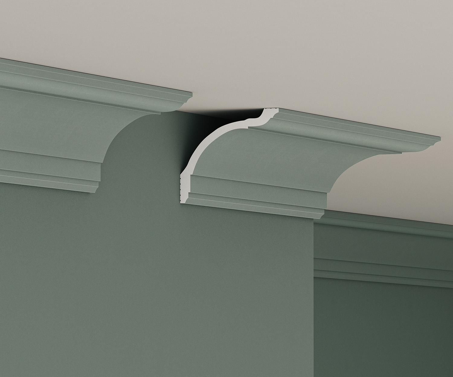 Потолочный плинтус под покраску Cosca Decor KX015 2000×84×97 фото в интерьере